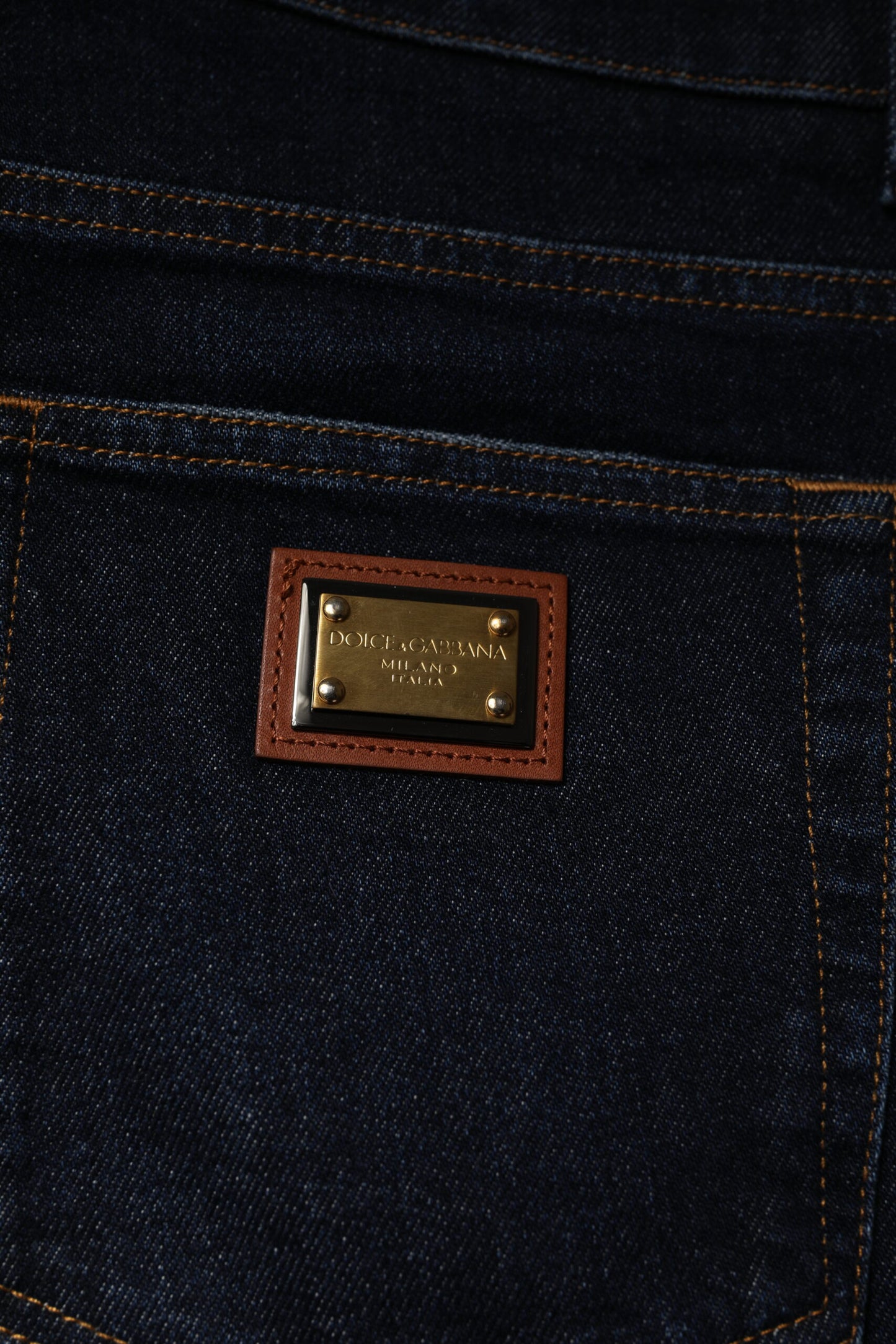 Jeans skinny en coton extensible bleu foncé de Dolce & Gabbana