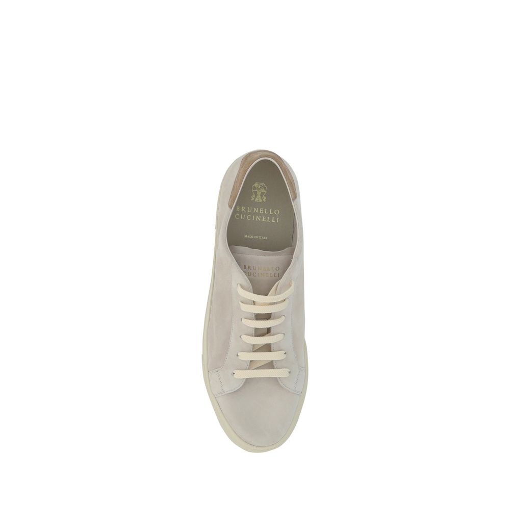 Sneakers en cuir blanc crème de Brunello Cucinelli