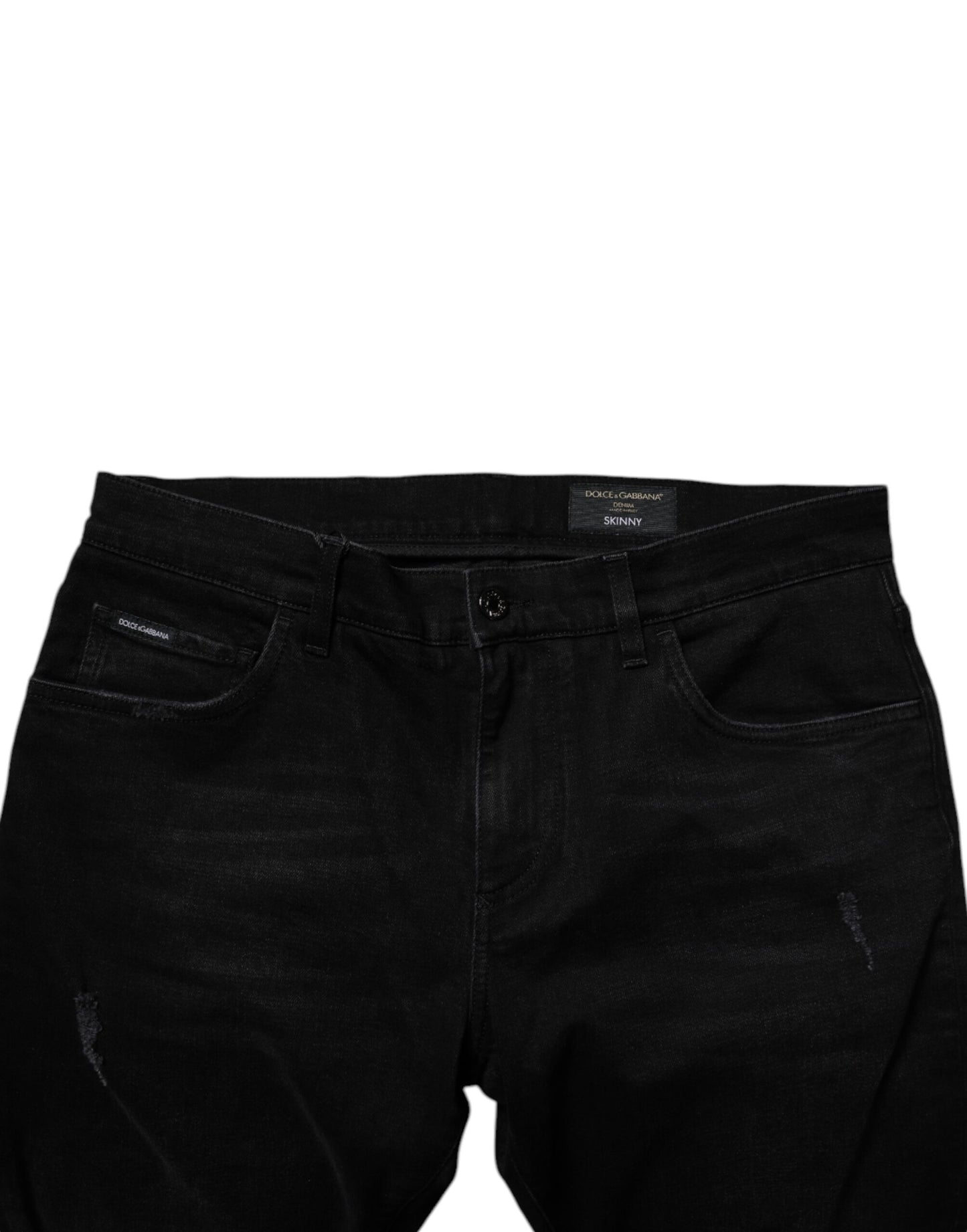 Jean skinny homme en coton noir délavé Dolce & Gabbana