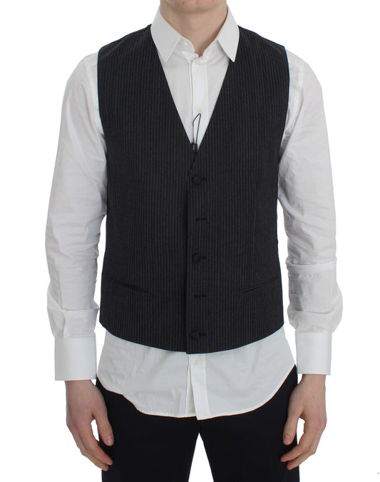 Dolce & Gabbana Grijs gestreept formeel vest
