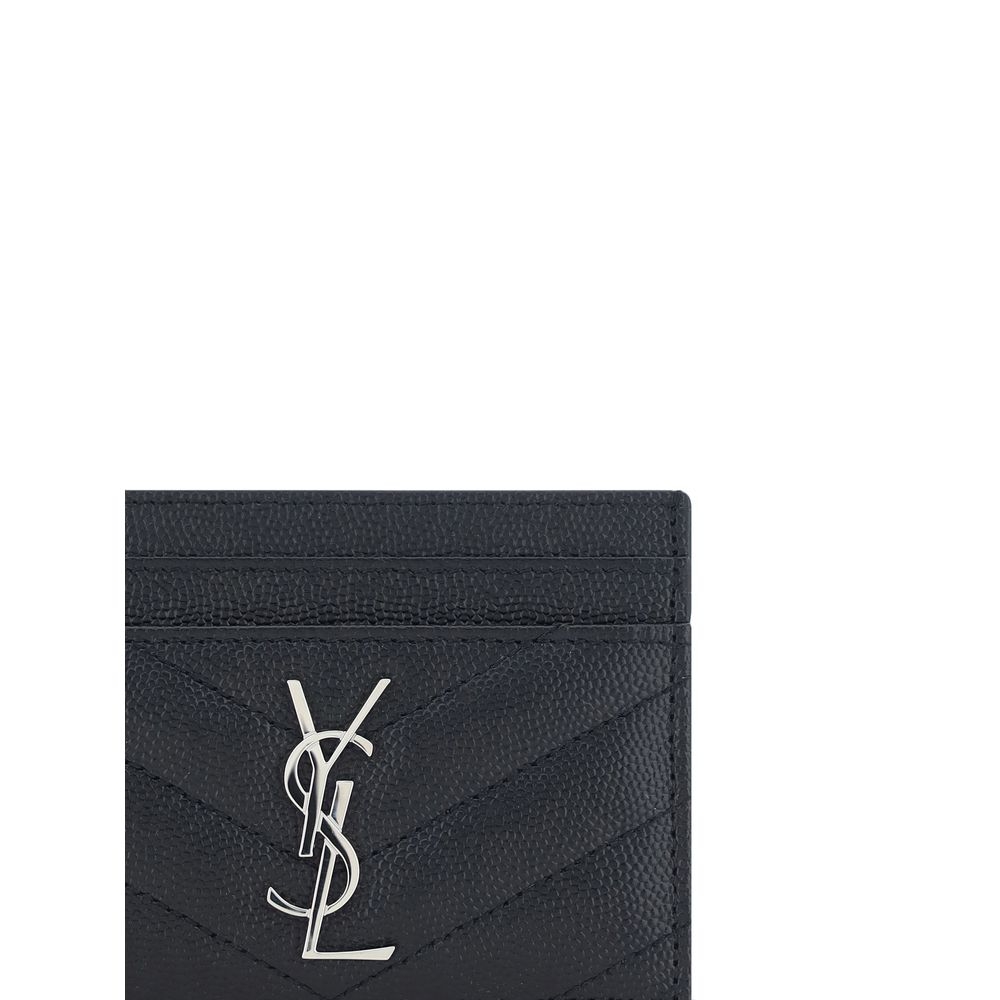 Porte-cartes en cuir noir Saint Laurent