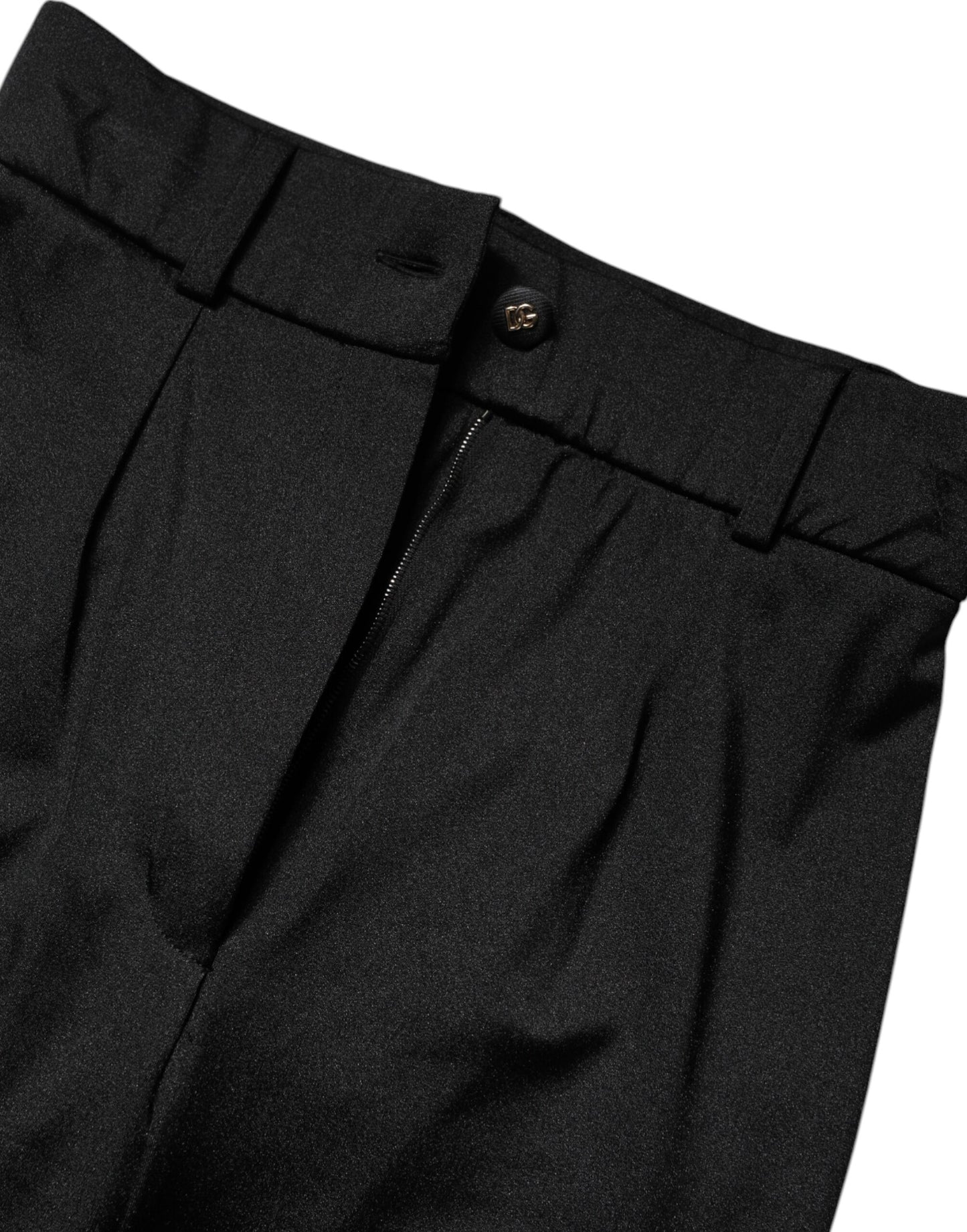 Dolce & Gabbana zwarte nylon broek met hoge taille en smalle pasvorm