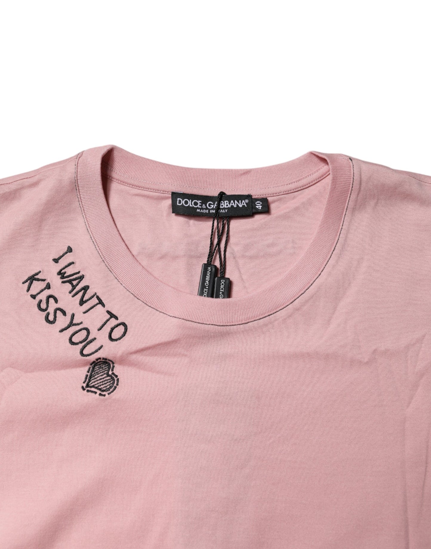 Dolce & Gabbana T-shirt met ronde hals van katoen, met roze logo-print.