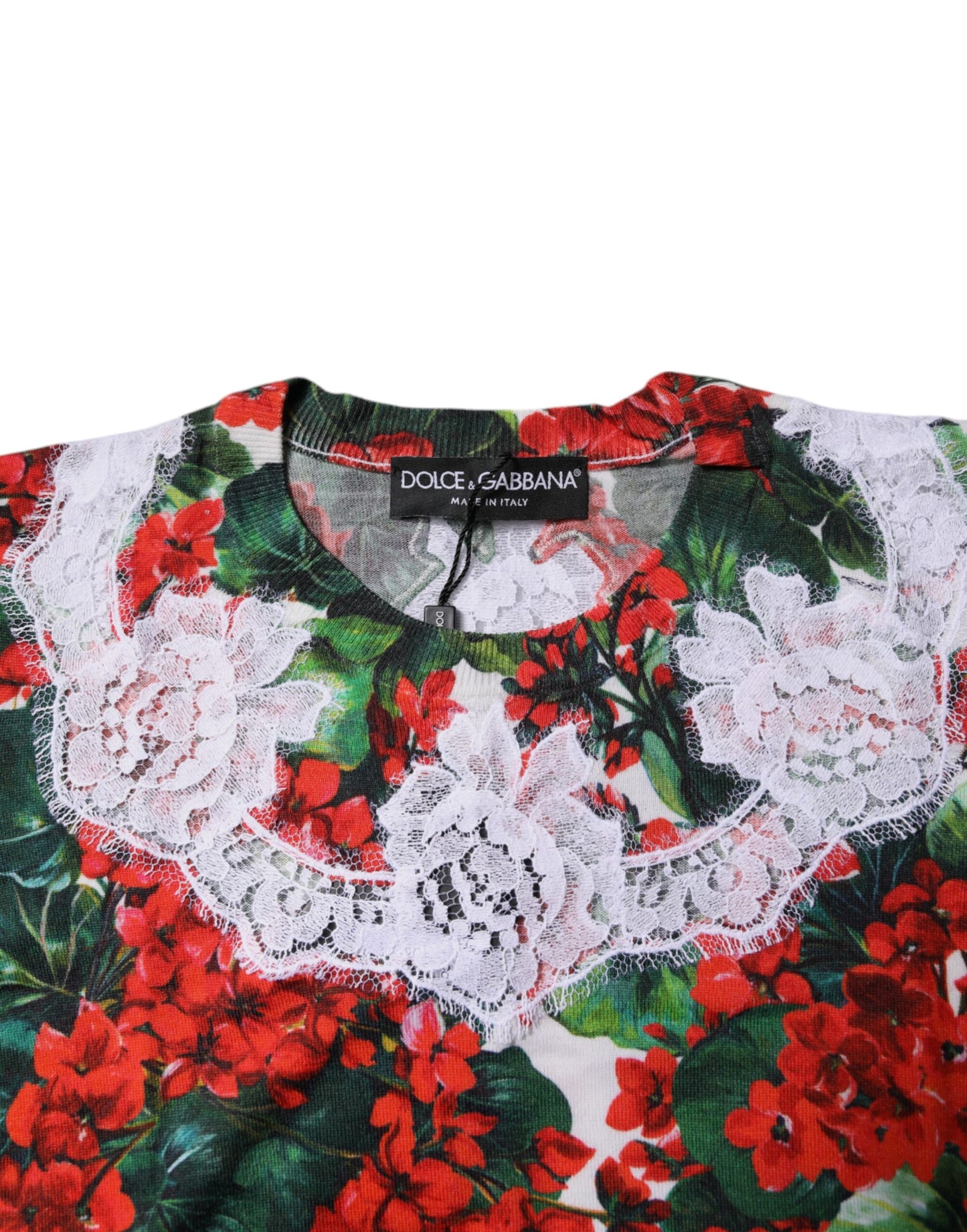 Dolce & Gabbana mouwloze tanktop met bloemenpatroon in verschillende kleuren en gemaakt van kant.