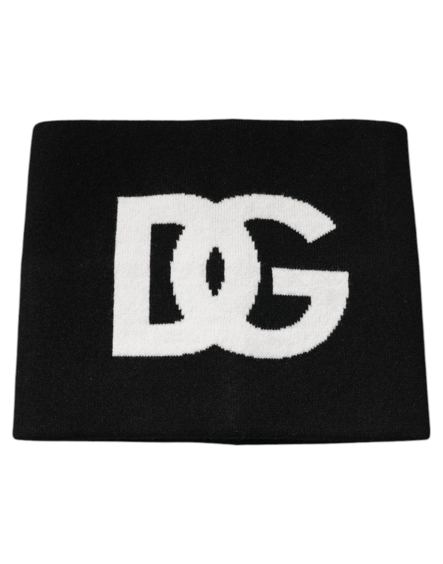Dolce & Gabbana Zwarte Kasjmier DG Logo Vierkante Zakdoek Sjaal