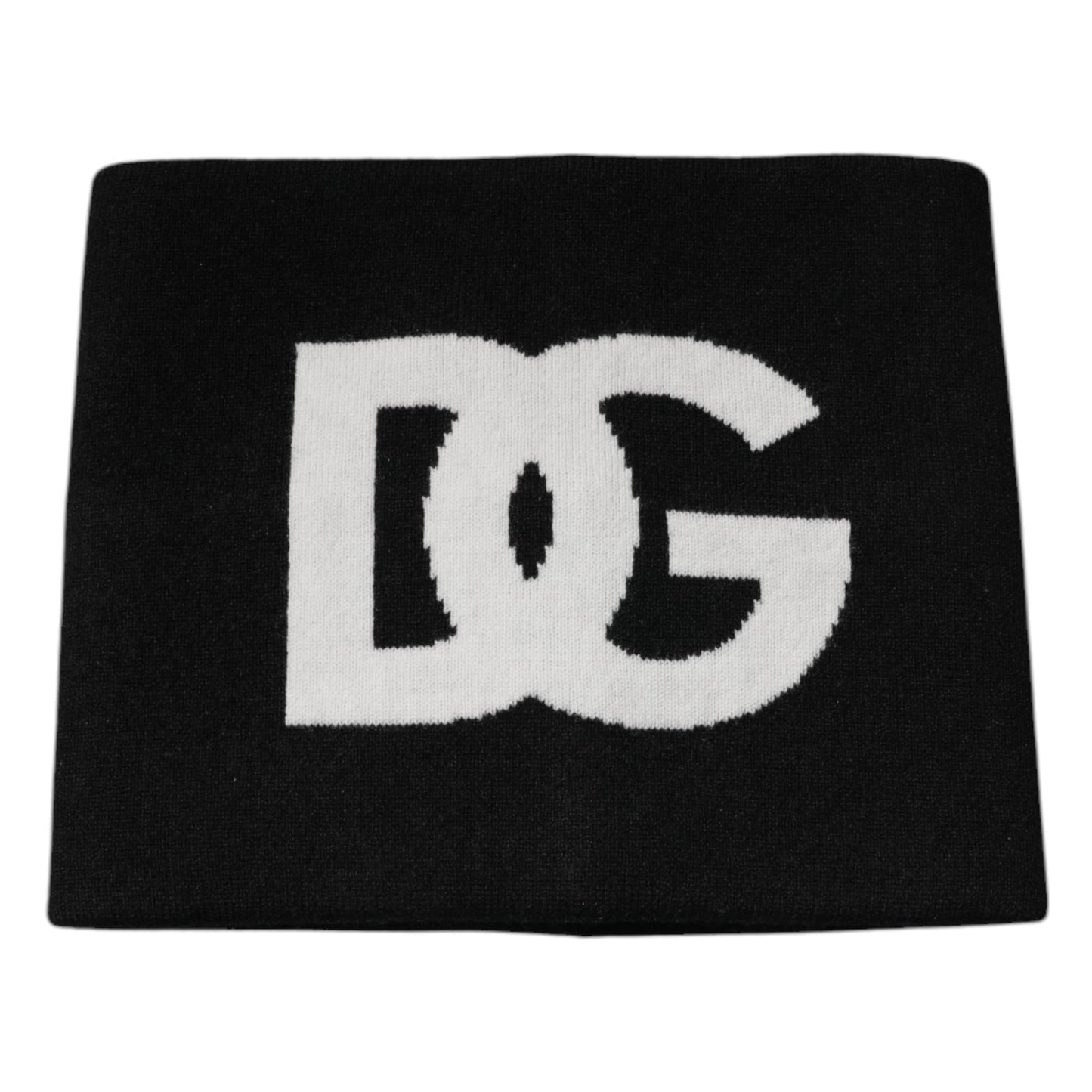 Dolce & Gabbana Zwarte Kasjmier DG Logo Vierkante Zakdoek Sjaal