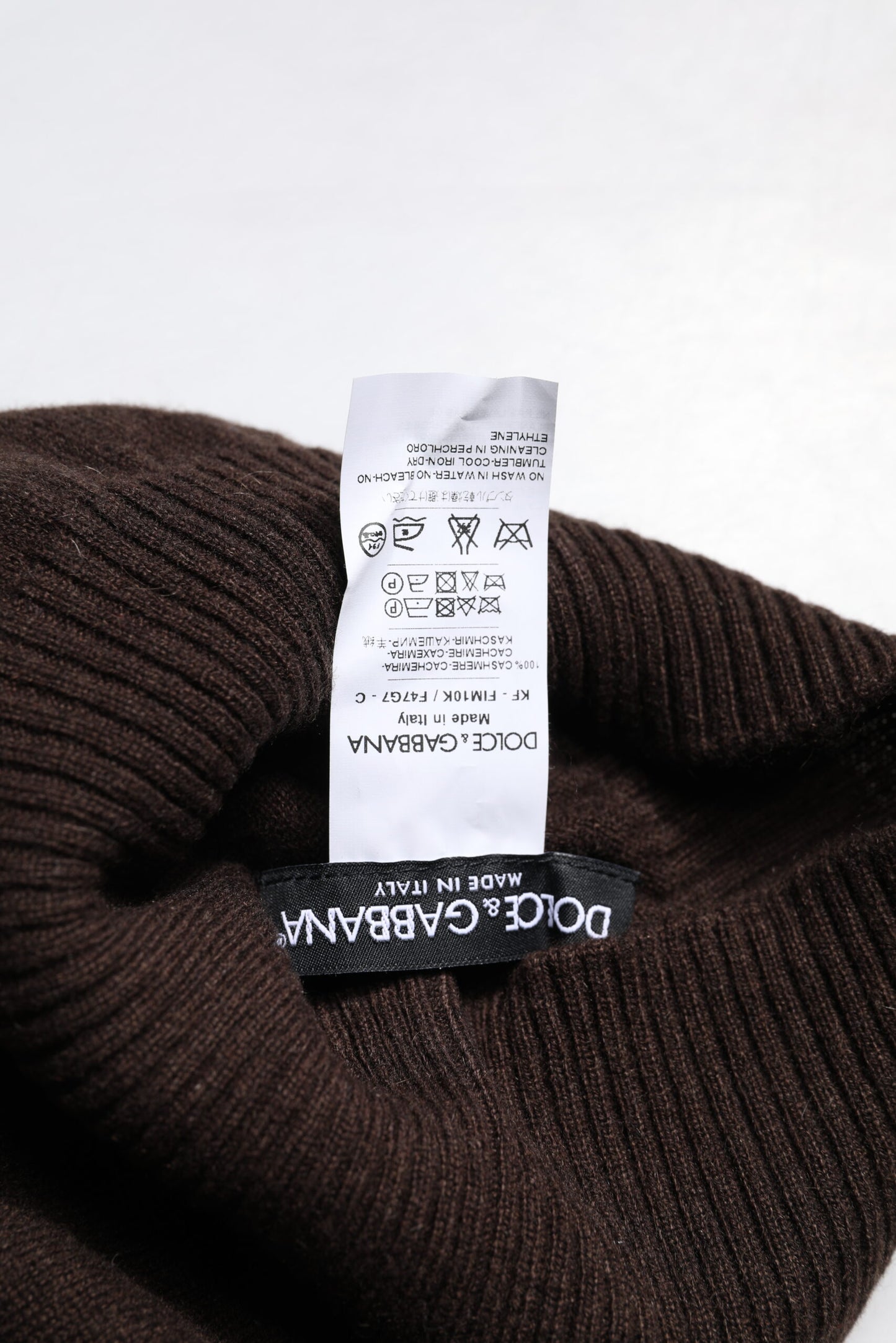 Foulard cache-cou en cachemire marron Dolce & Gabbana