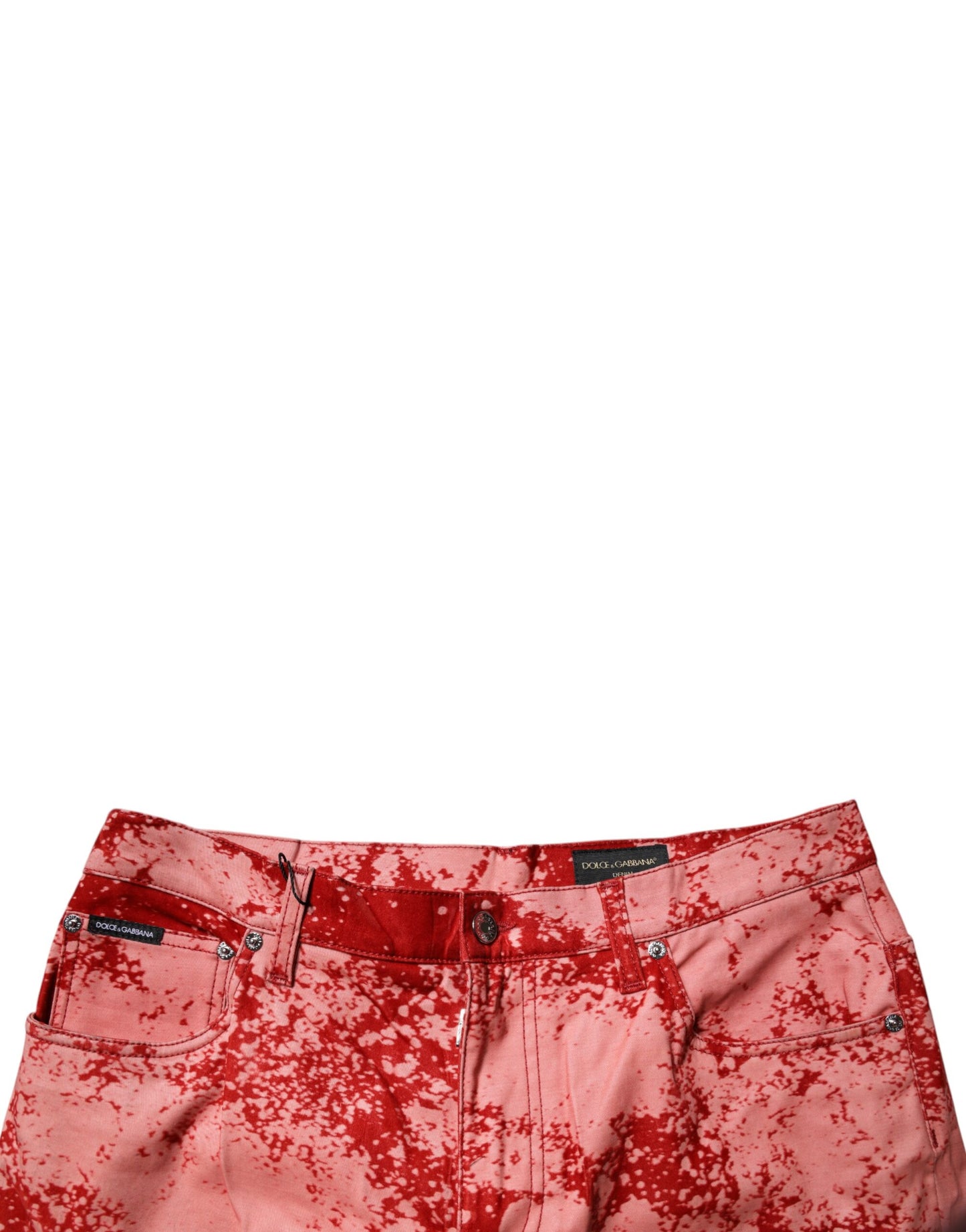 Jean skinny en coton à effet tie-dye rouge de Dolce & Gabbana pour homme