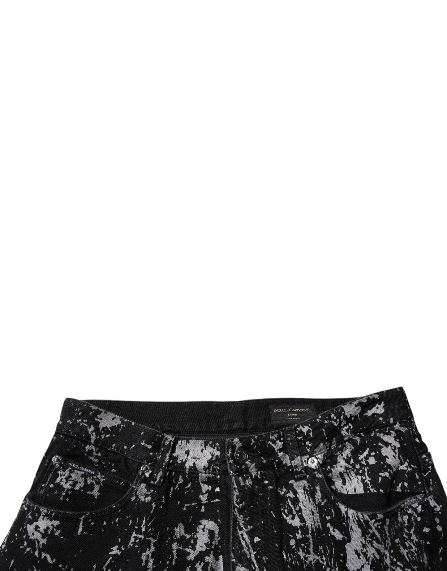 Dolce & Gabbana zwarte, tie-dye spijkerbroek van katoen, rechte pasvorm, heren.