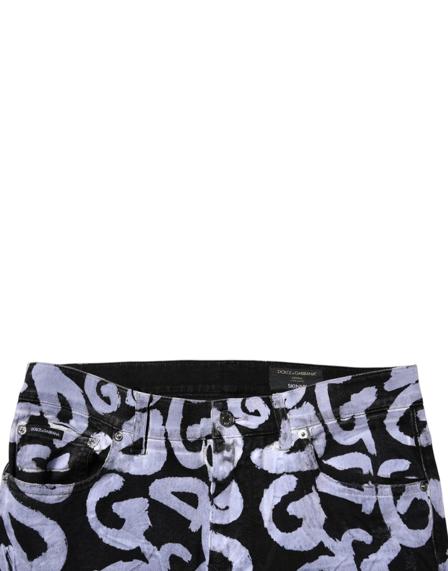 Jeans skinny en coton noir à logo monogramme Dolce & Gabbana