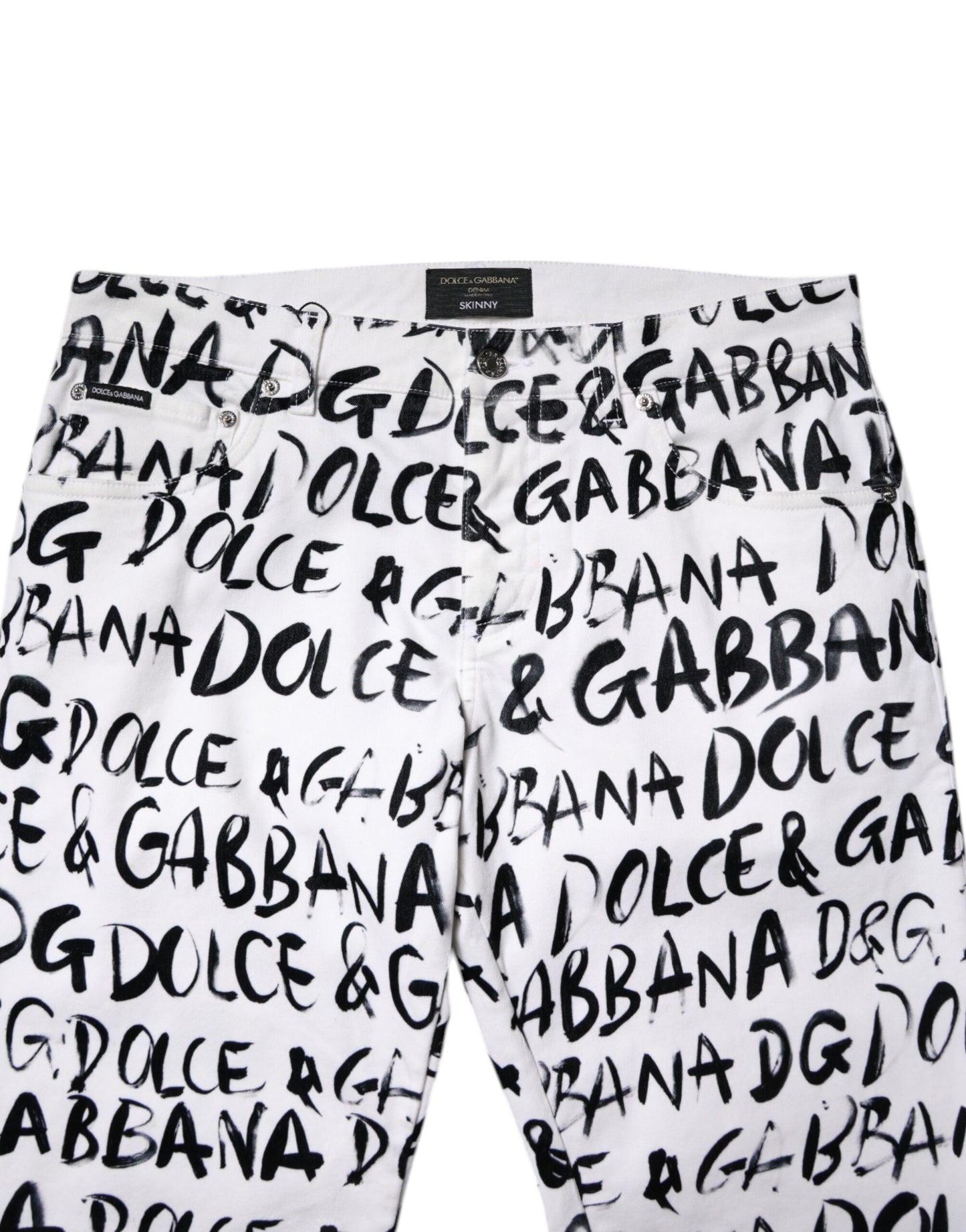 Dolce & Gabbana witte katoenen skinny jeans met logo-print