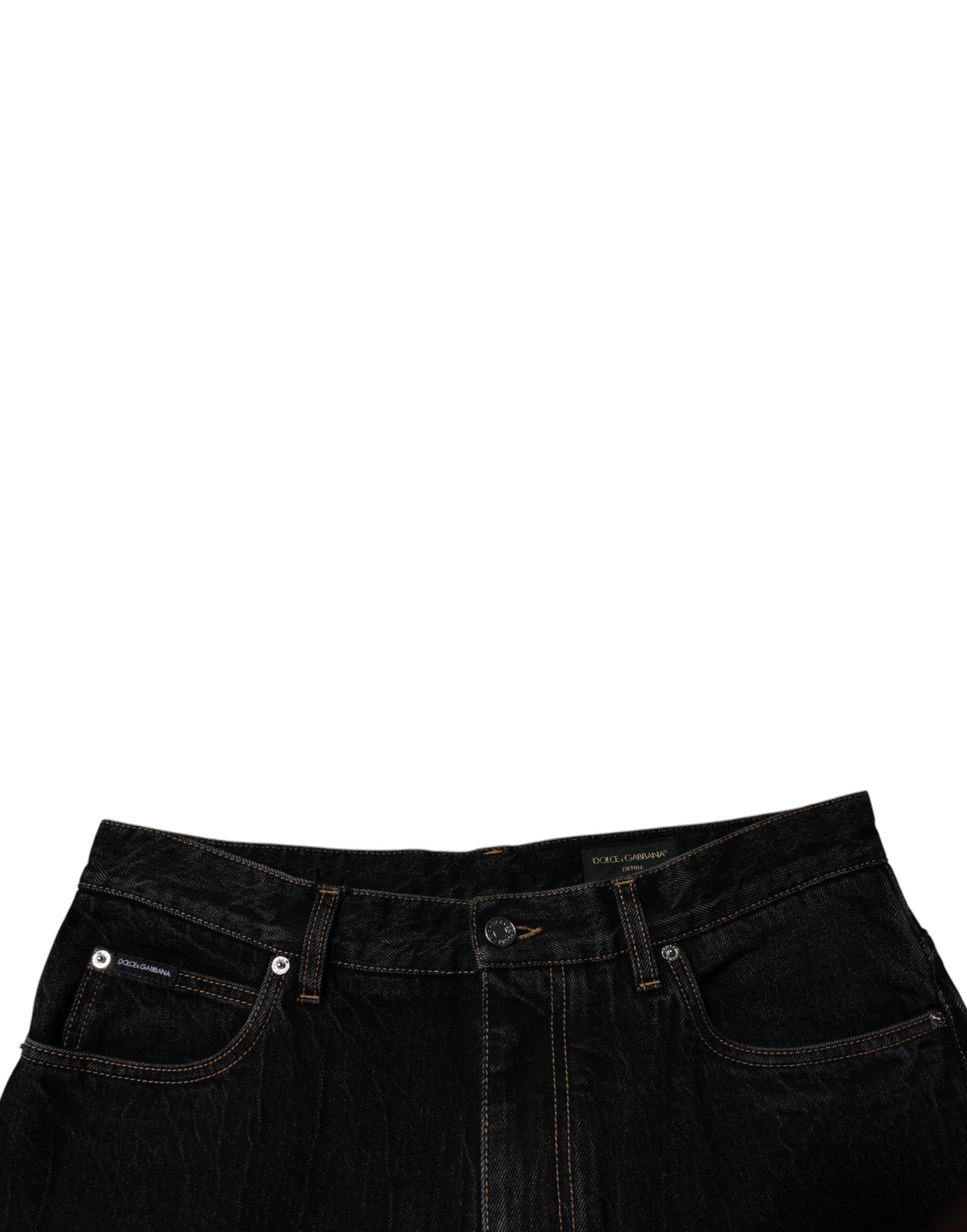 Dolce & Gabbana zwarte katoenen jeans met hoge taille en wijde pijpen