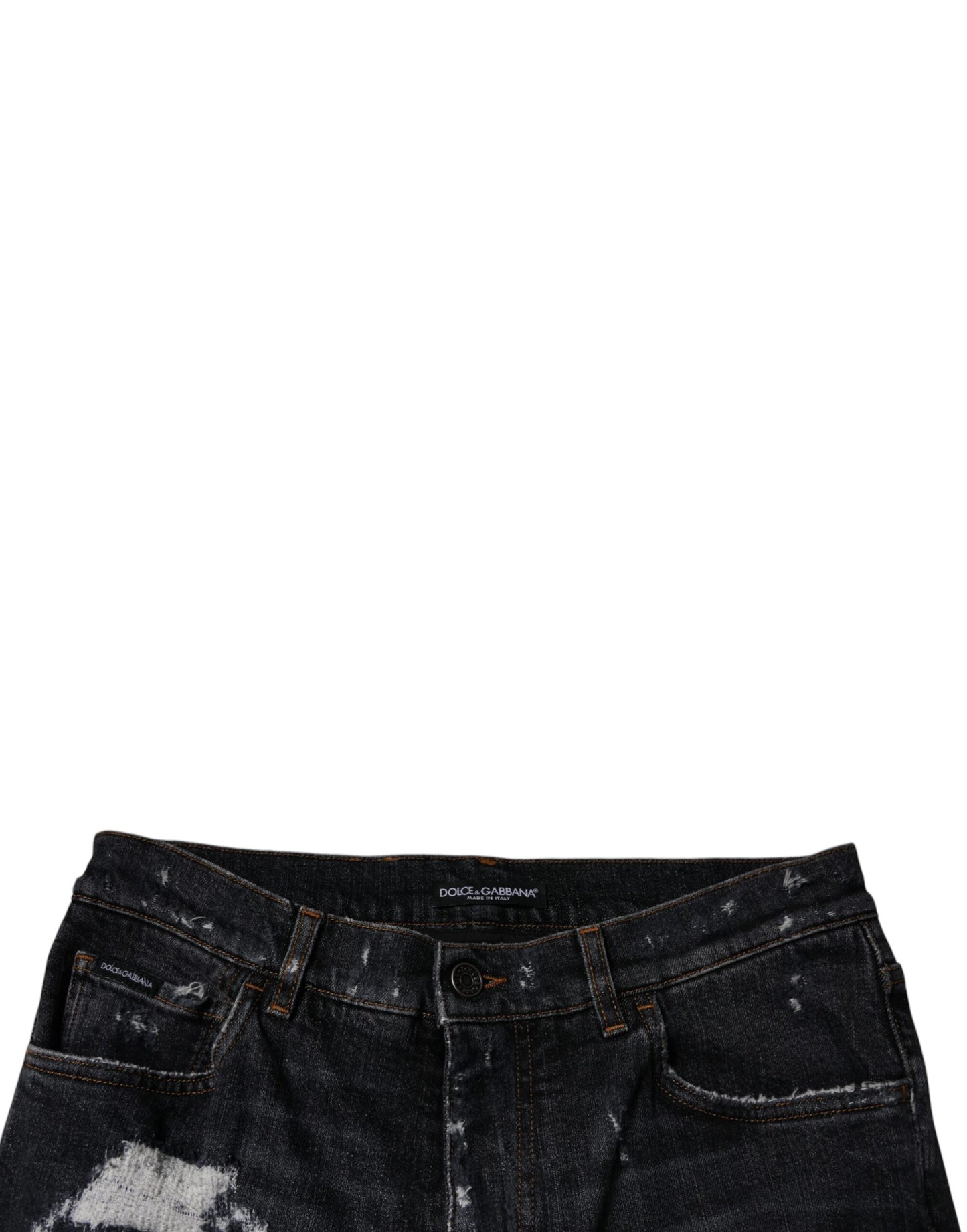 Jean skinny en coton noir délavé pour homme de Dolce & Gabbana