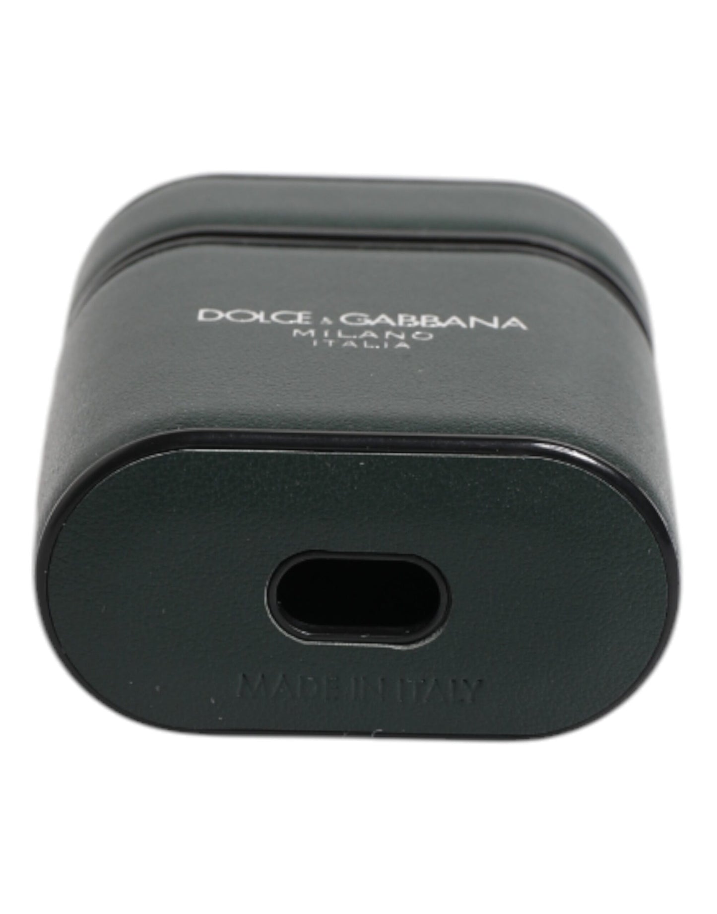 Étui Airpods Dolce & Gabbana en cuir de veau vert avec logo imprimé