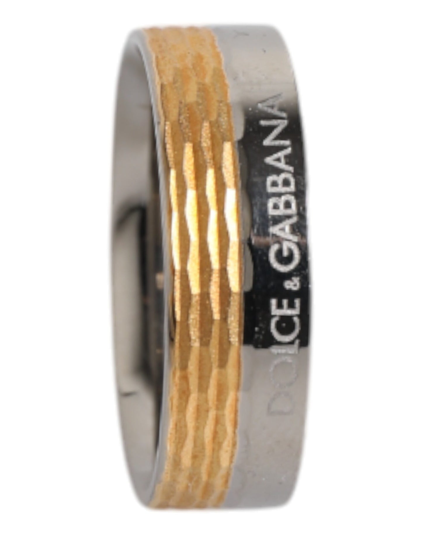 Dolce & Gabbana Goud Zilverkleurige Echt Messing DG Logo Ring