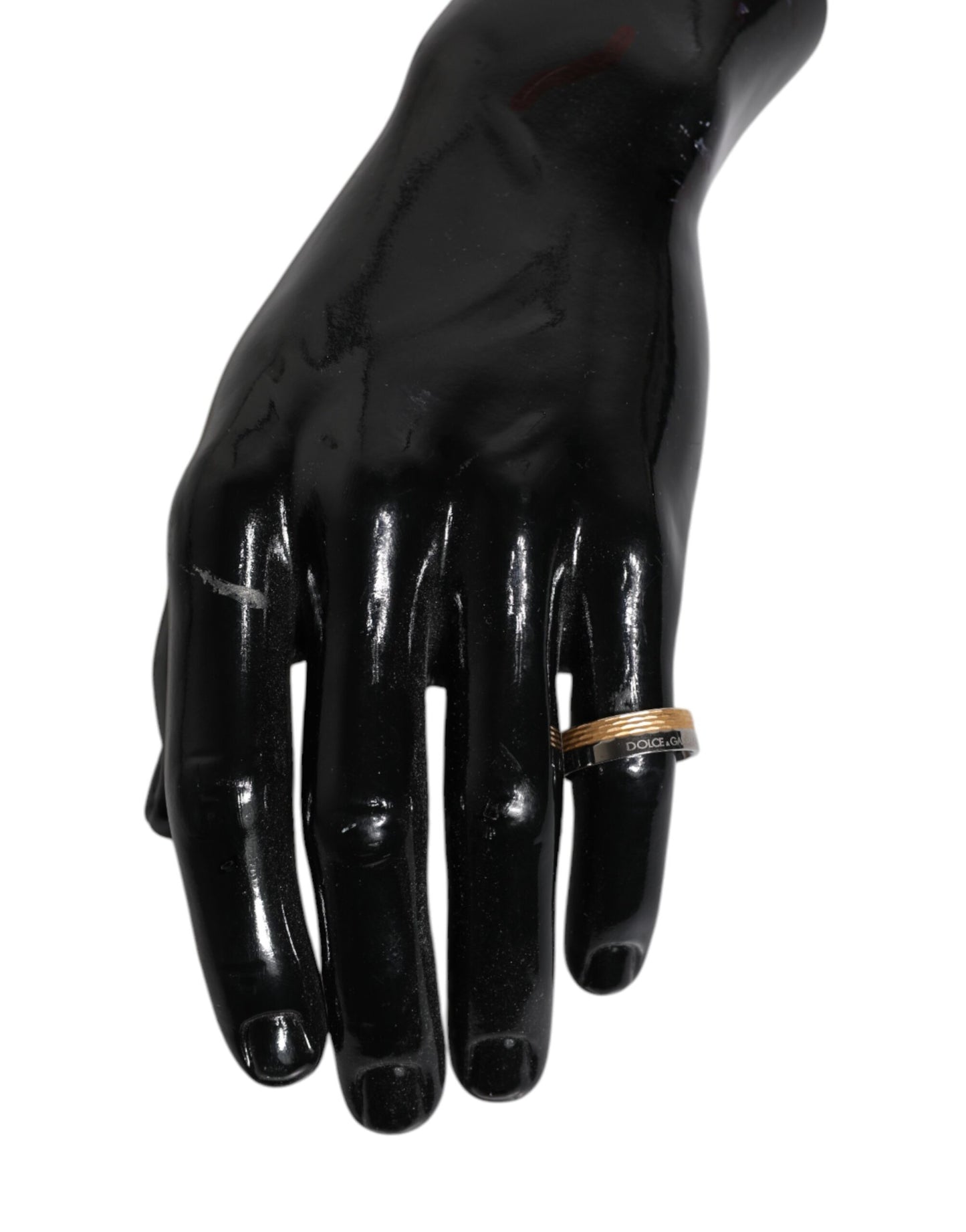 Dolce & Gabbana Goud Zilverkleurige Echt Messing DG Logo Ring