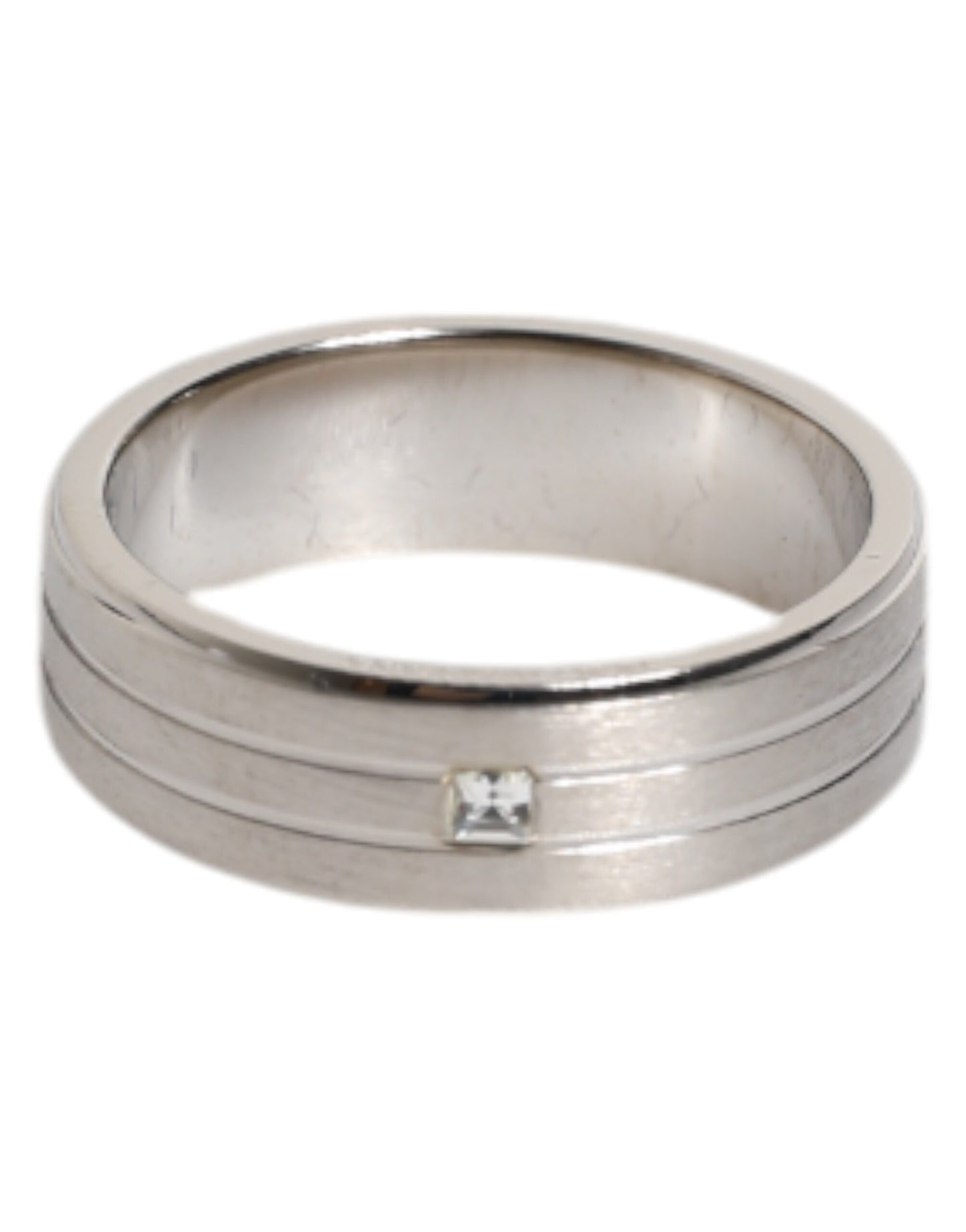 Dolce & Gabbana zilverkleurige DG-logoring met messing en helder kristal