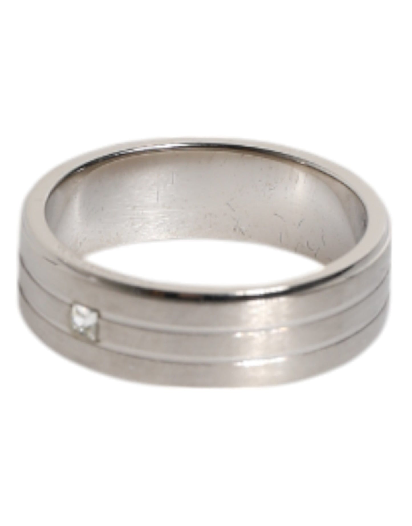 Dolce & Gabbana zilverkleurige DG-logoring met messing en helder kristal