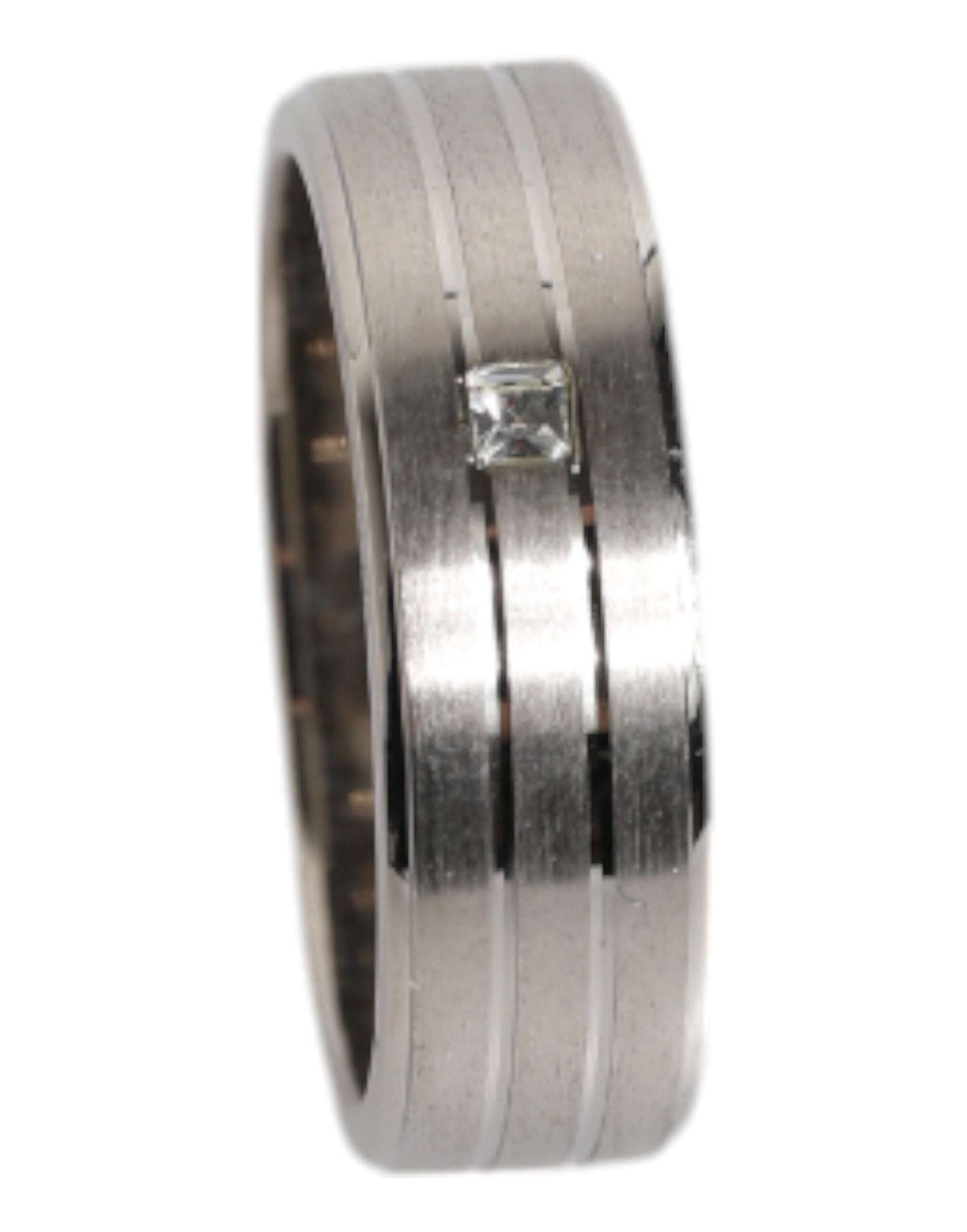 Dolce & Gabbana zilverkleurige DG-logoring met messing en helder kristal