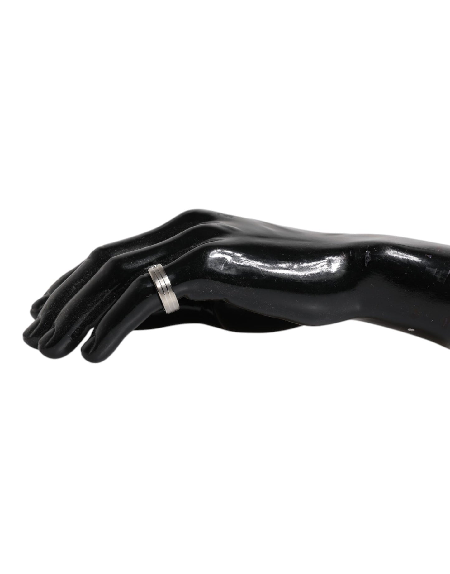 Dolce & Gabbana zilverkleurige DG-logoring met messing en helder kristal