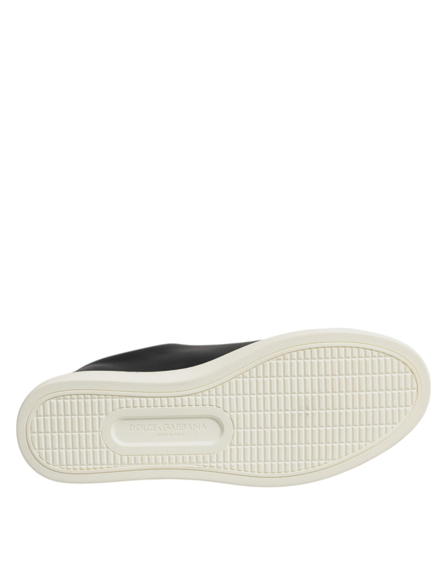 Sneakers en cuir noir Dolce & Gabbana avec cœur rouge et doré