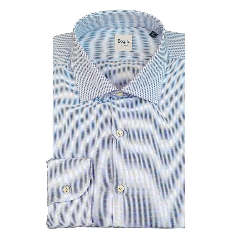 Bagutta blauw katoenen herenshirt