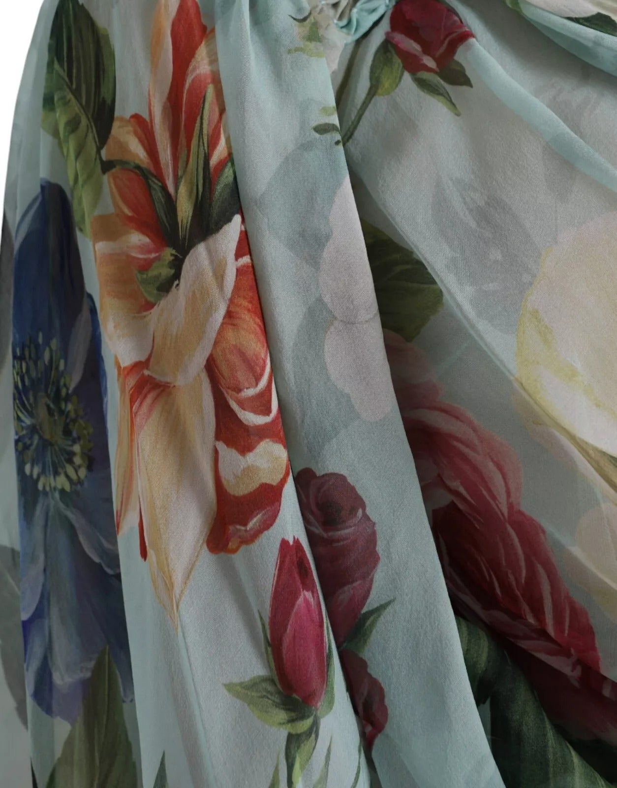 Robe longue maxi à plusieurs niveaux, imprimé floral bleu de Dolce & Gabbana