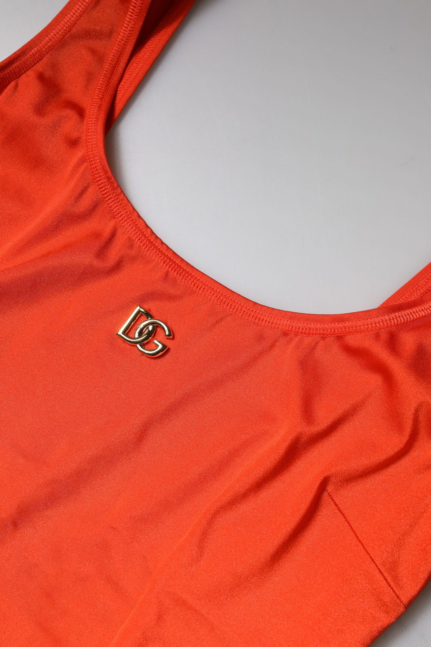 Dolce & Gabbana oranje, mouwloze, aansluitende jumpsuitjurk