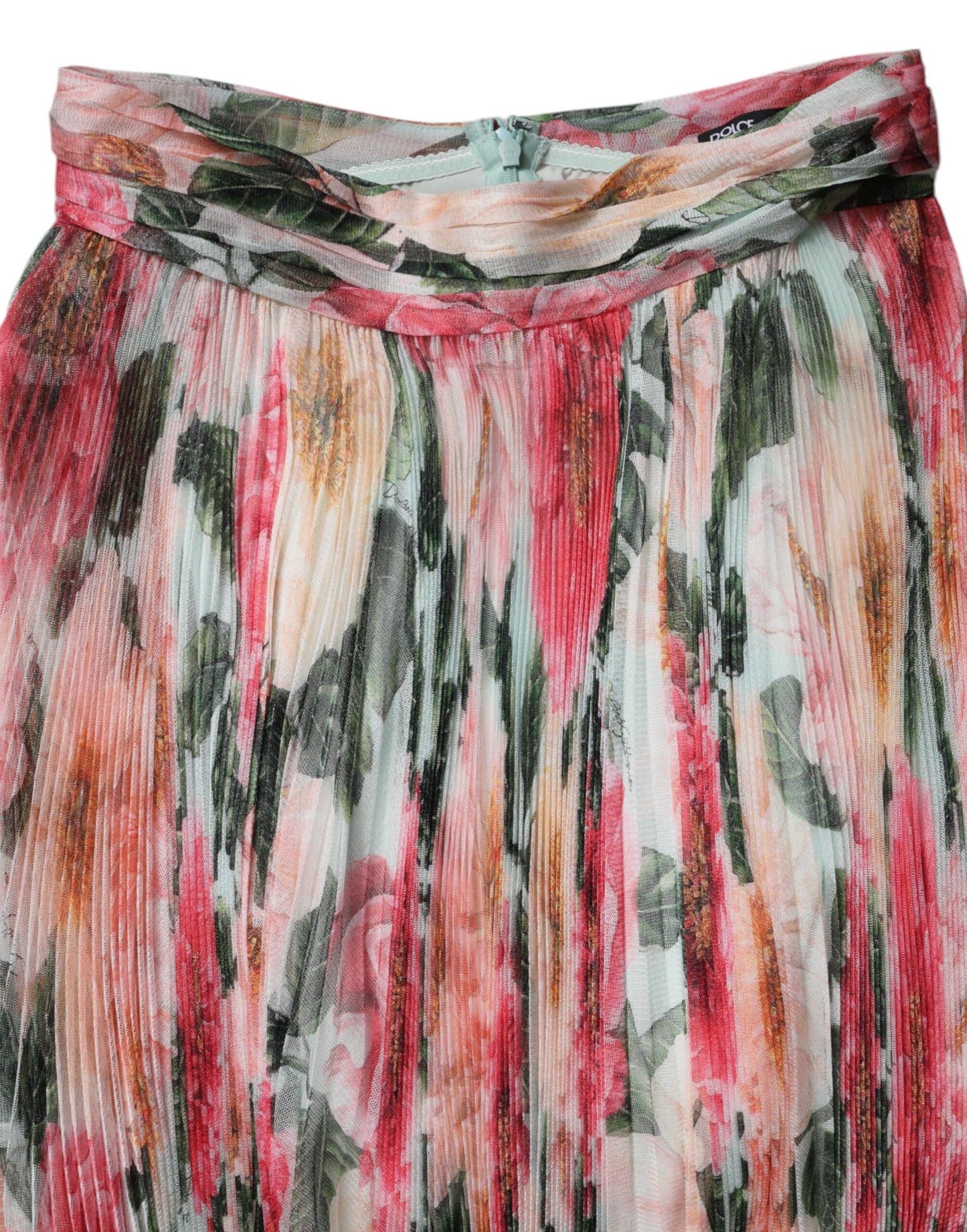 Jupe mi-longue à taille haute en soie multicolore à motifs floraux de Dolce & Gabbana
