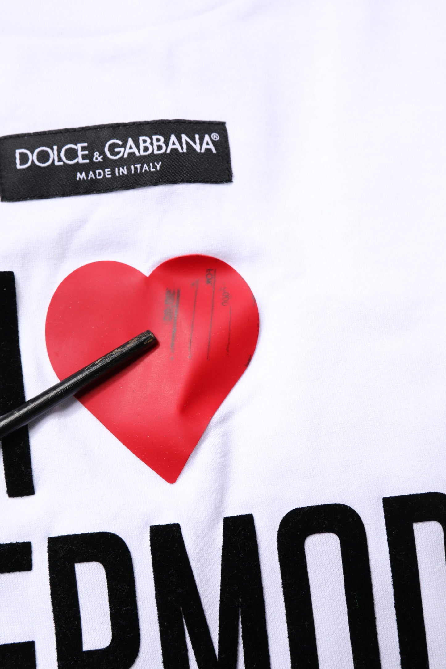 T-shirt en coton blanc à col rond imprimé Dolce & Gabbana