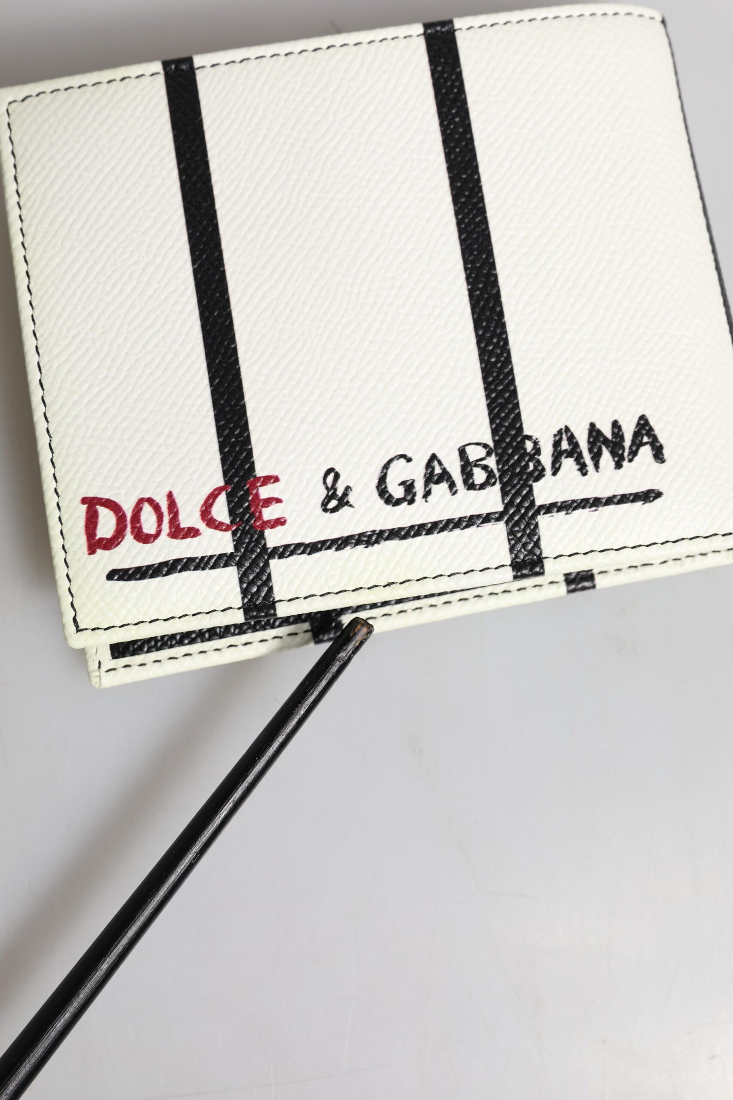 Portefeuille porte-cartes à deux volets Dolce & Gabbana en cuir blanc DG Crown Royals