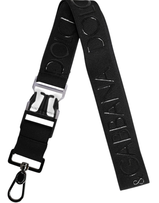 Dolce & Gabbana zwarte stretch polyester rubberen DG-logo sleutelhanger