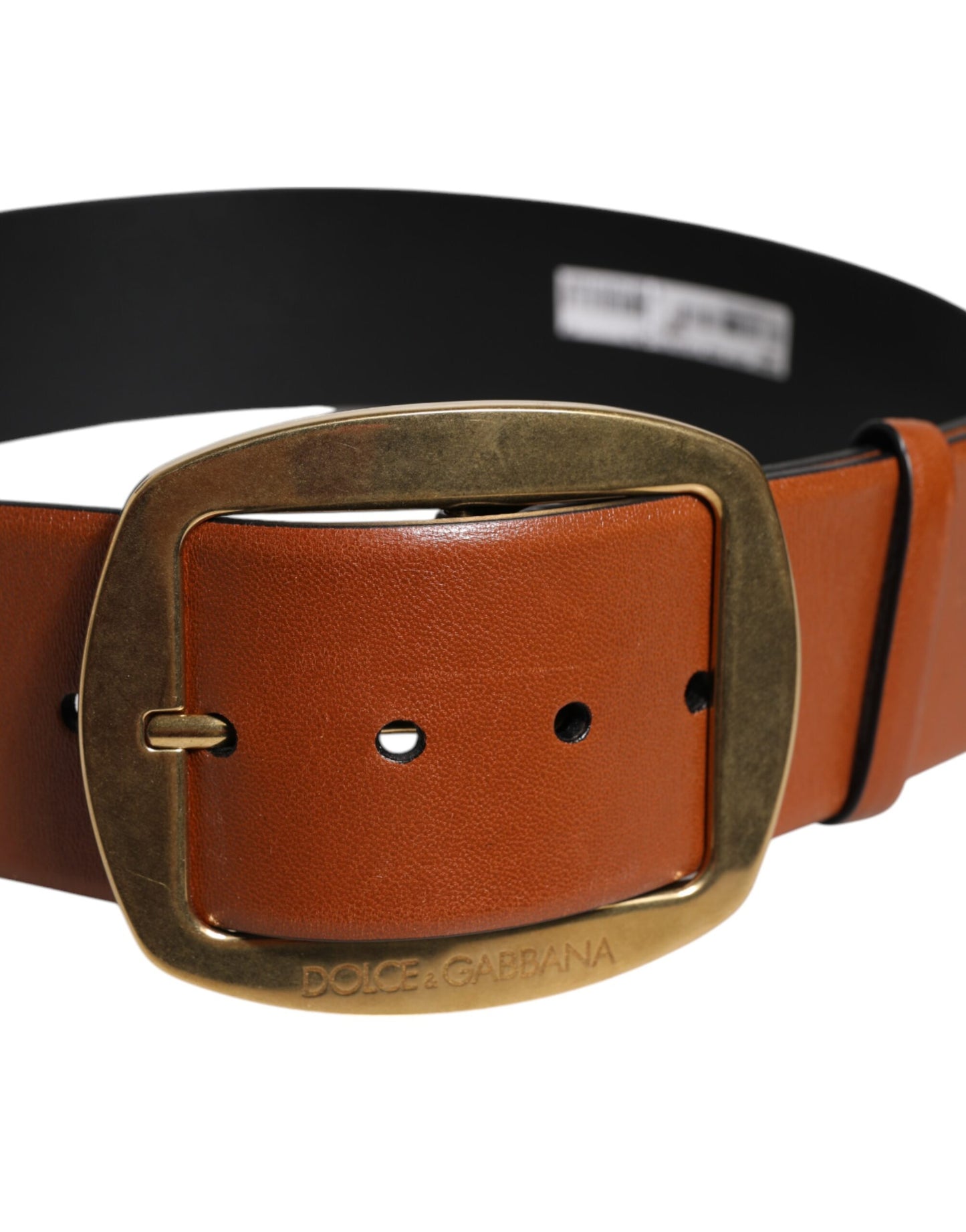 Dolce & Gabbana Bruine Leren Klassieke Riem met Gouden Metalen Gesp