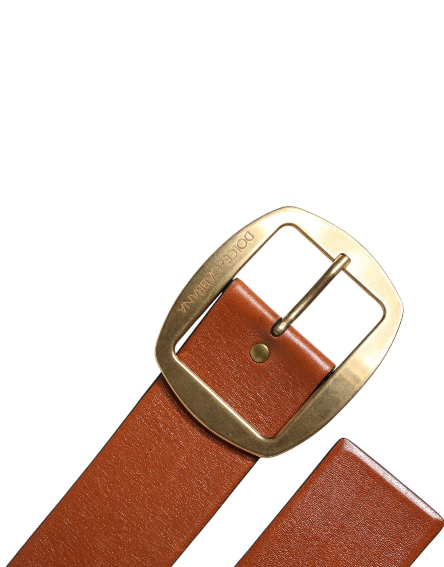 Dolce & Gabbana Bruine Leren Klassieke Riem met Gouden Metalen Gesp