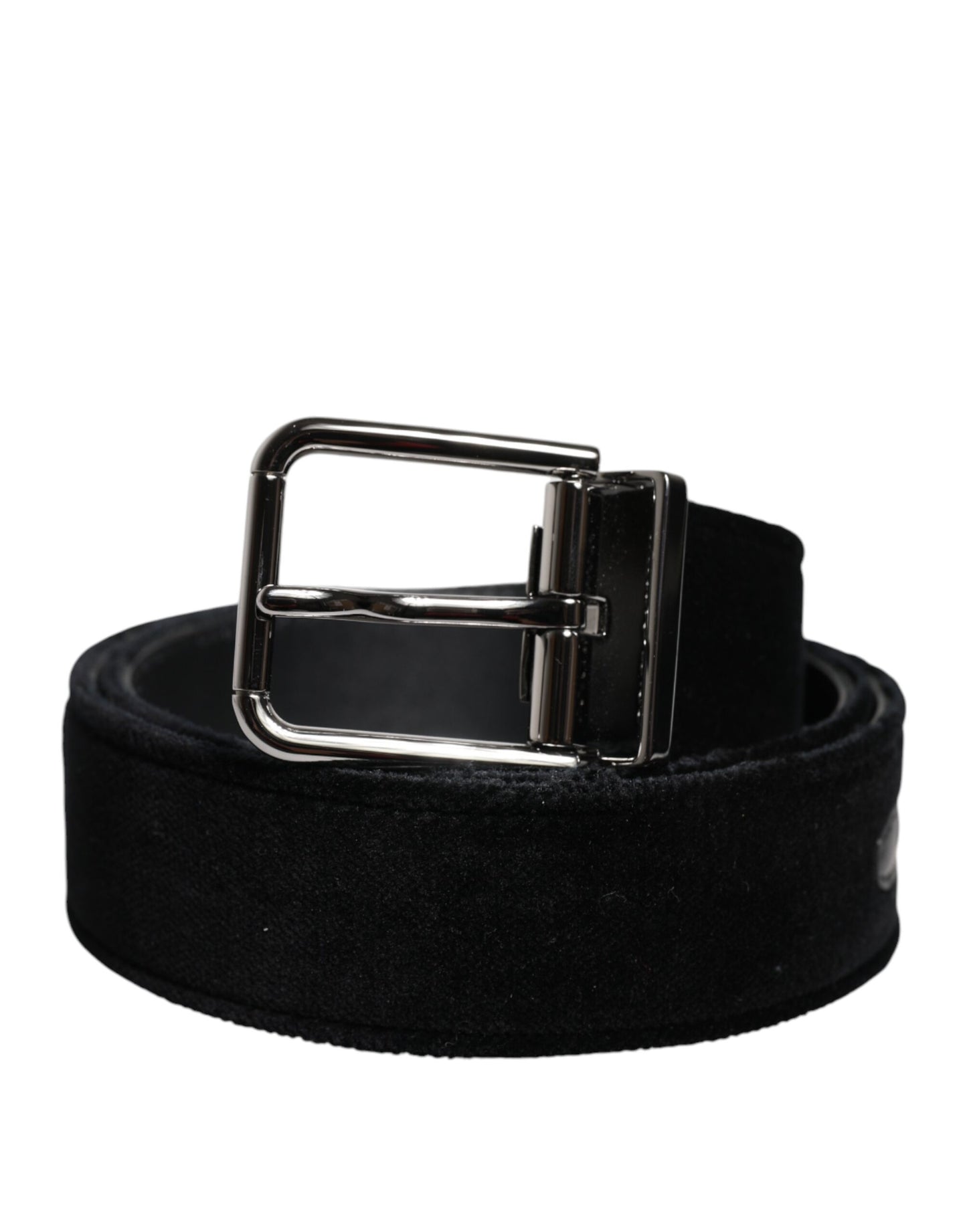 Dolce & Gabbana Zwarte Katoenen Zilverkleurige Metalen Gesp Riem