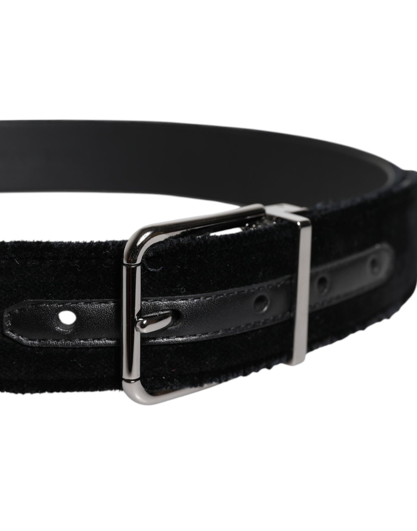 Dolce & Gabbana Zwarte Katoenen Zilverkleurige Metalen Gesp Riem