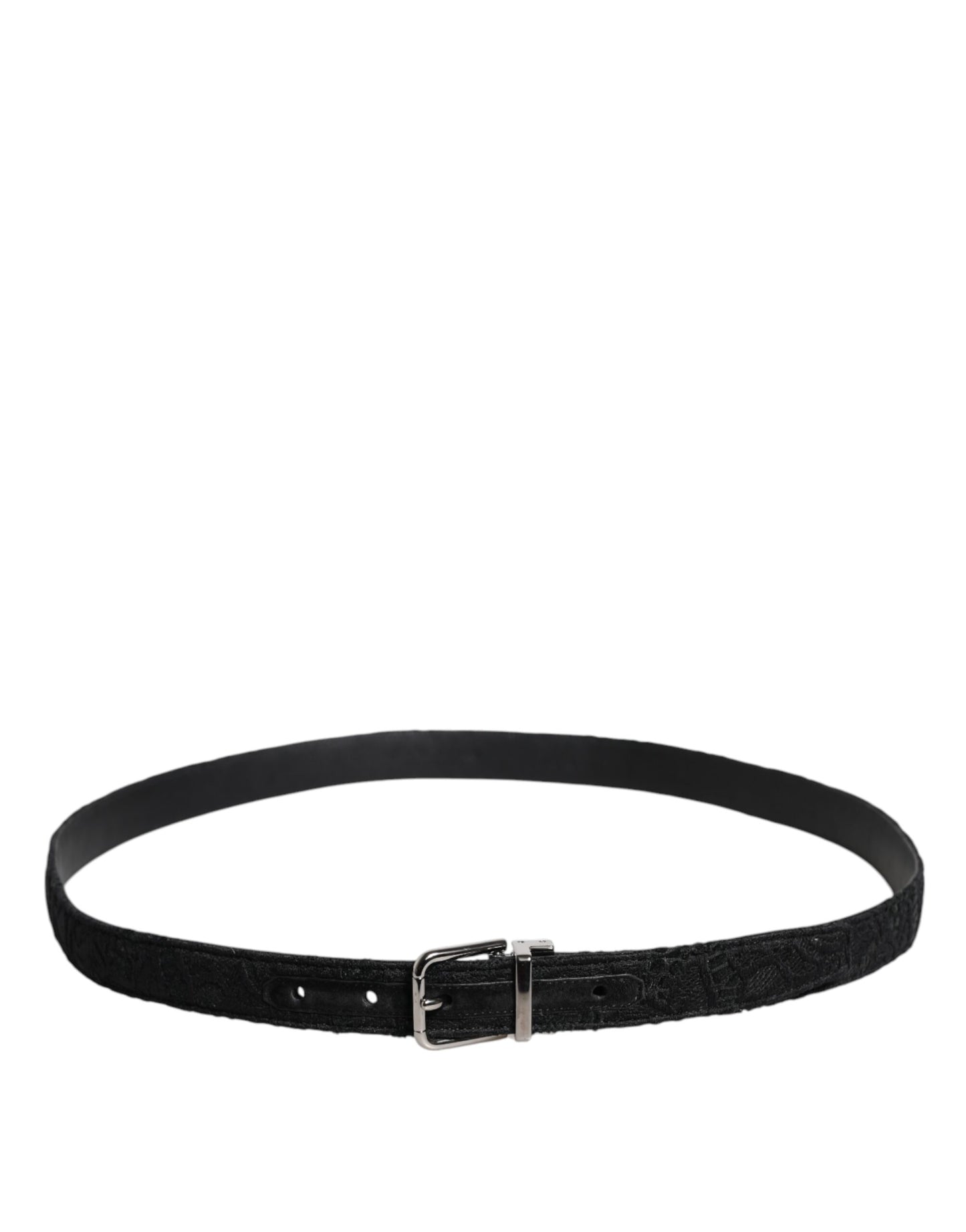 Dolce & Gabbana zwarte riem met zilveren metalen gesp van katoenmix