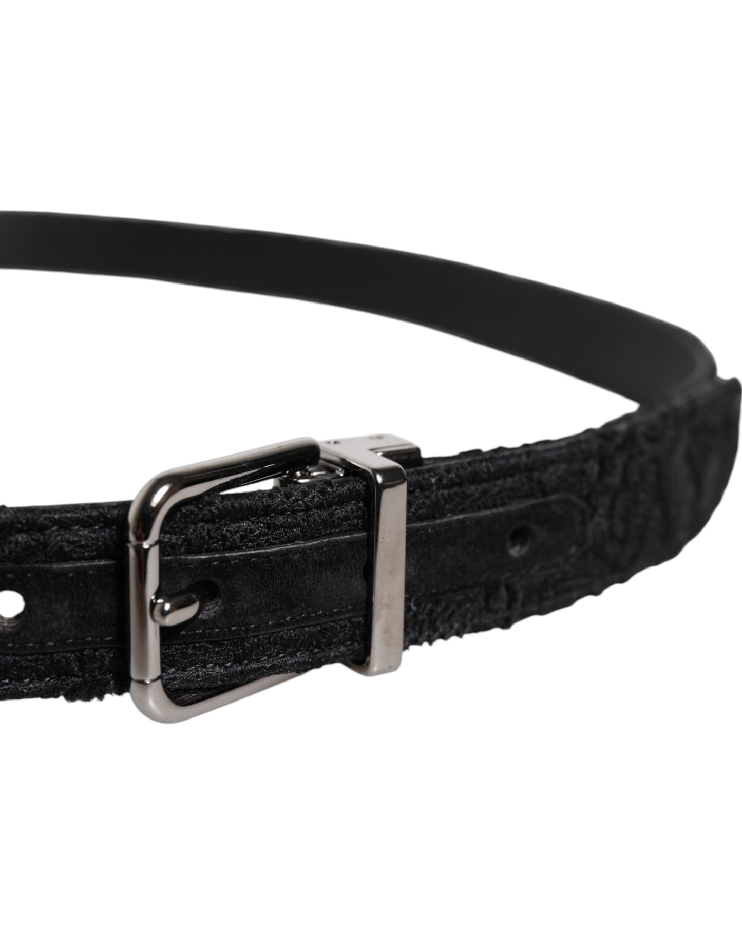 Dolce & Gabbana zwarte riem met zilveren metalen gesp van katoenmix
