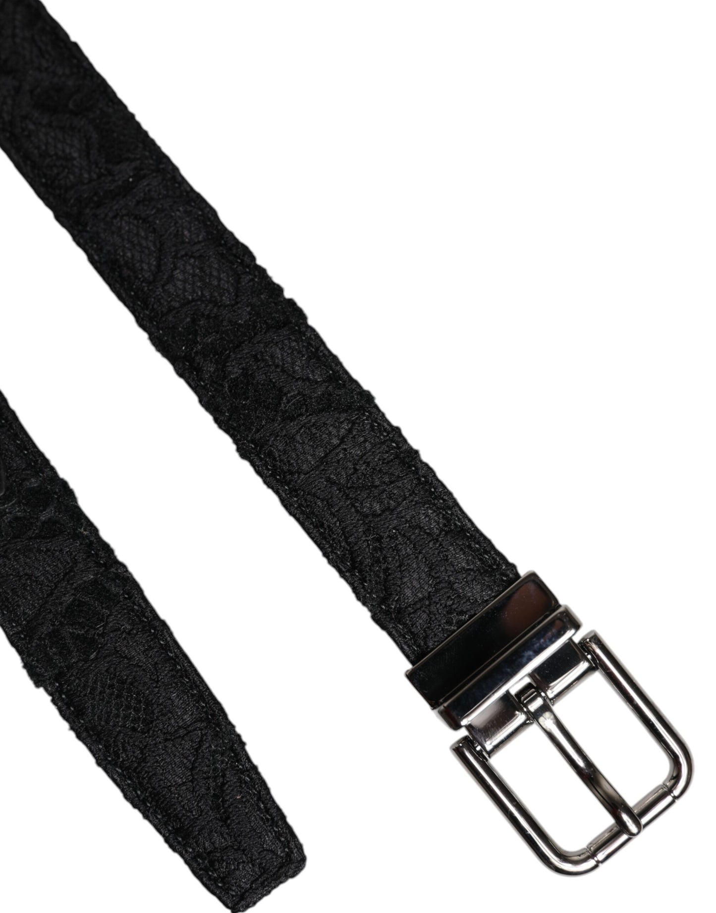 Dolce & Gabbana zwarte riem met zilveren metalen gesp van katoenmix