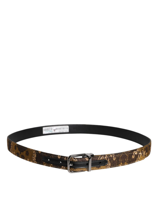 Dolce & Gabbana Multicolor Jacquard Leren Logo Gesp Riem