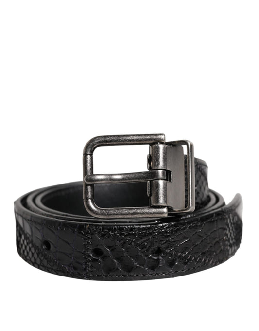 Dolce & Gabbana Zwarte Exotische Lederen Metalen Logo Gesp Riem