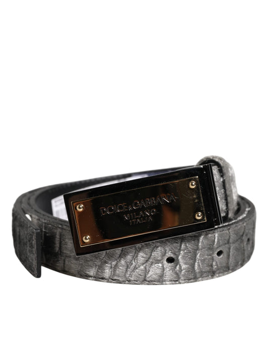 Dolce & Gabbana Zilveren Klassieke Gouden Logo Plaque Gesp Riem