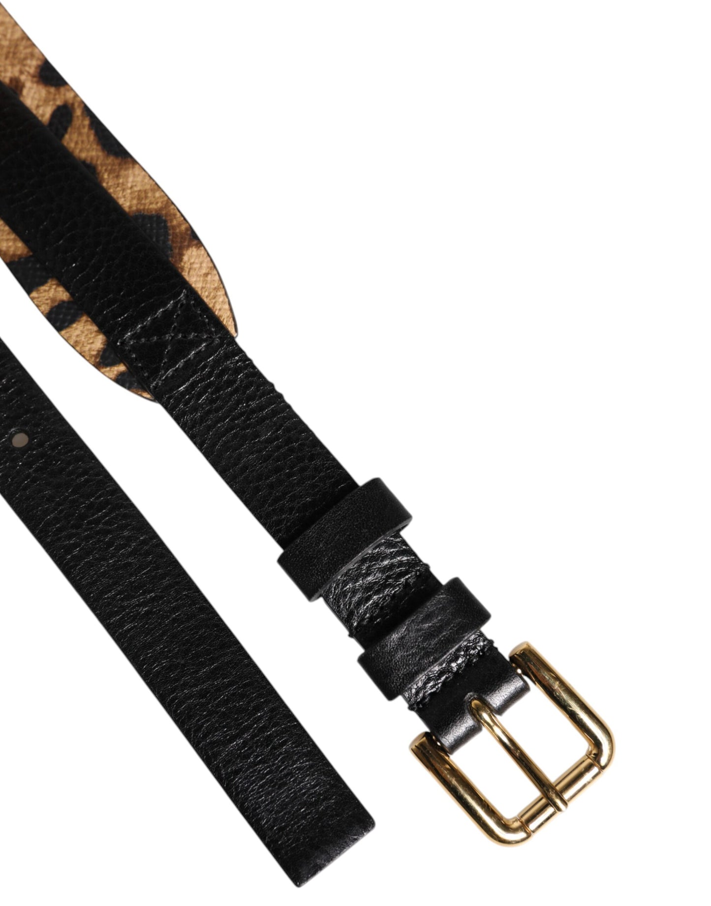 Dolce & Gabbana Zwarte Luipaard Klassieke Gouden Metalen Gesp Riem