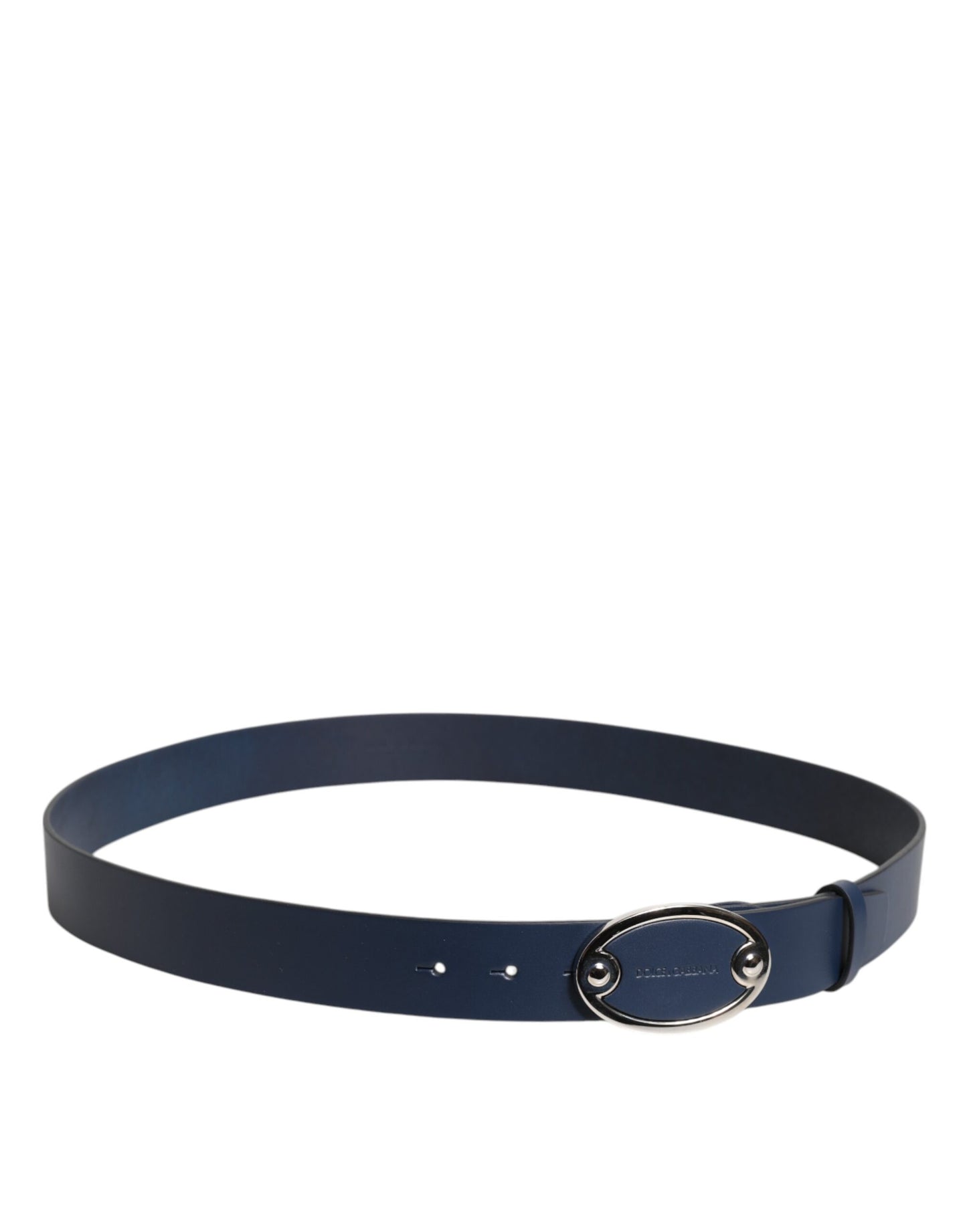 Dolce & Gabbana Blauwe Leren Klassieke Metalen Logo Gesp Riem