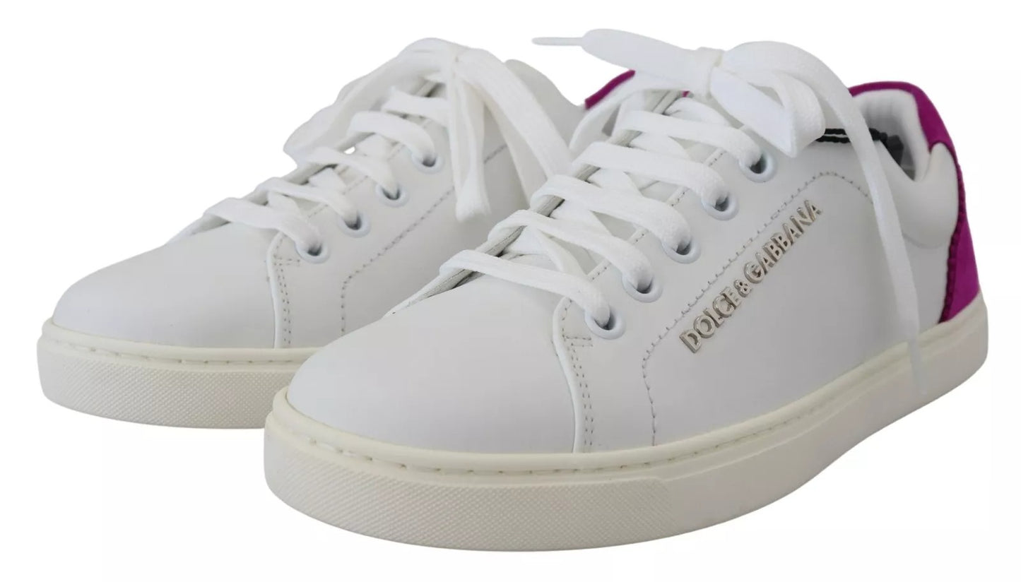 Dolce & Gabbana Witte Klassieke Sneakers, Dames Lederen Schoenen