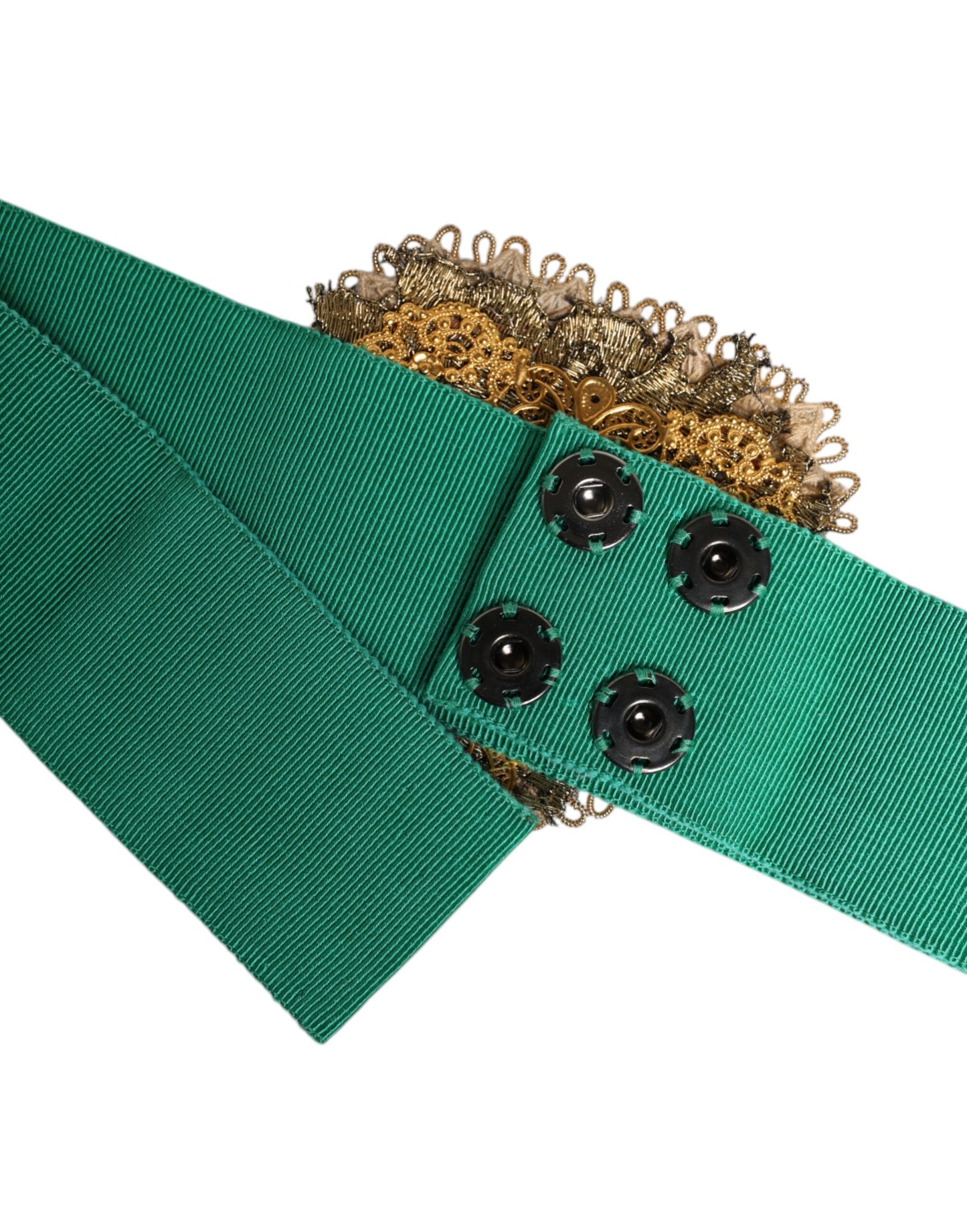 Dolce & Gabbana Groene Stretch Brede Taille Hart Versierde Riem