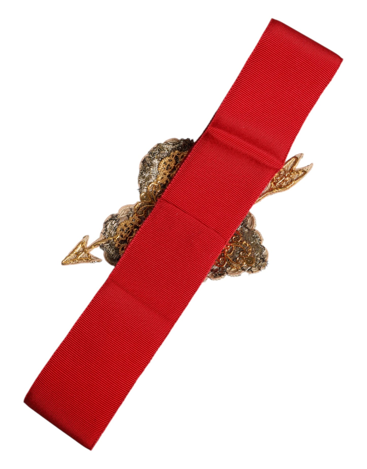 Dolce & Gabbana Rode Stretch Brede Taille Hart Versierde Riem