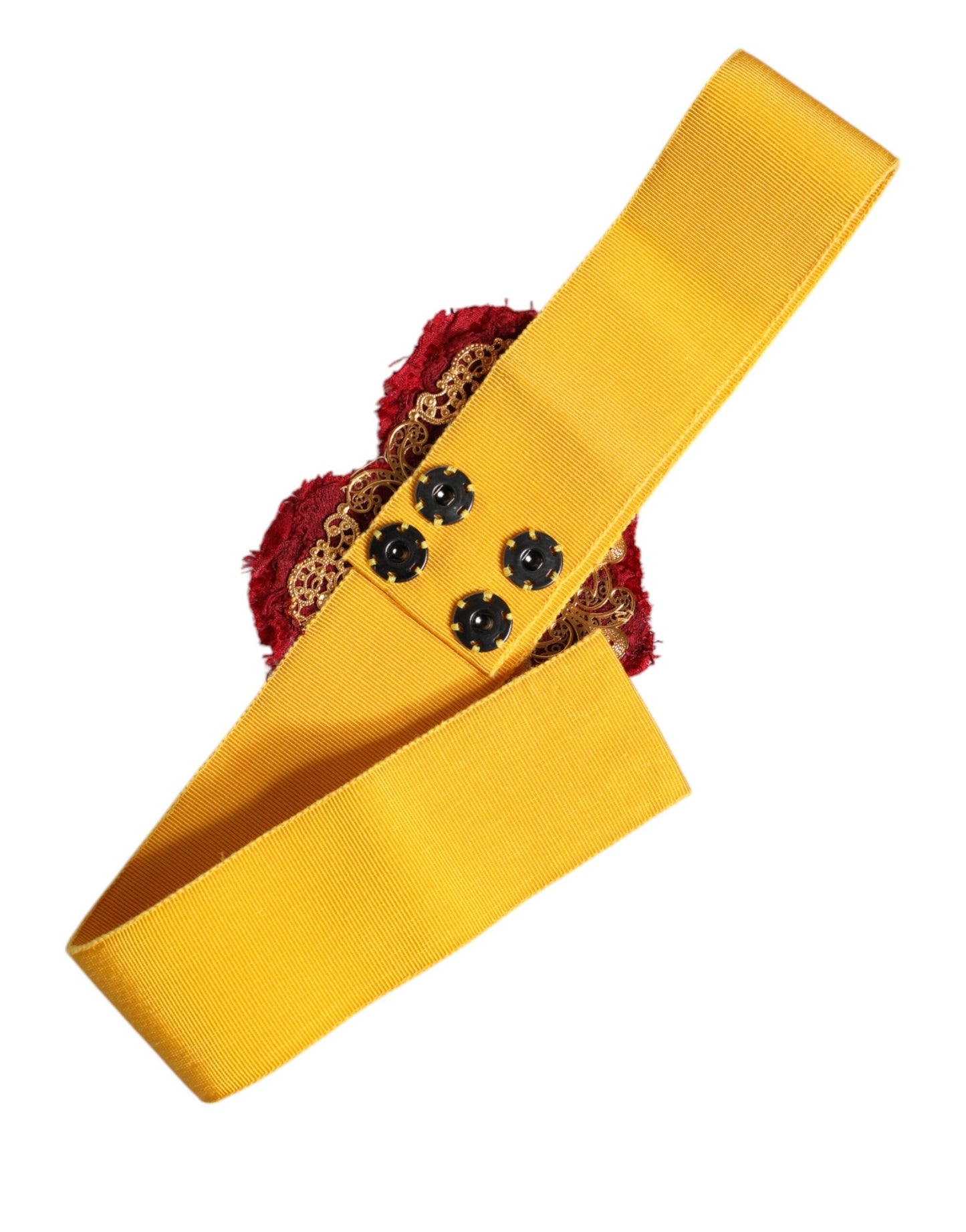 Dolce & Gabbana Gele Stretch Brede Taille Hart Versierde Riem