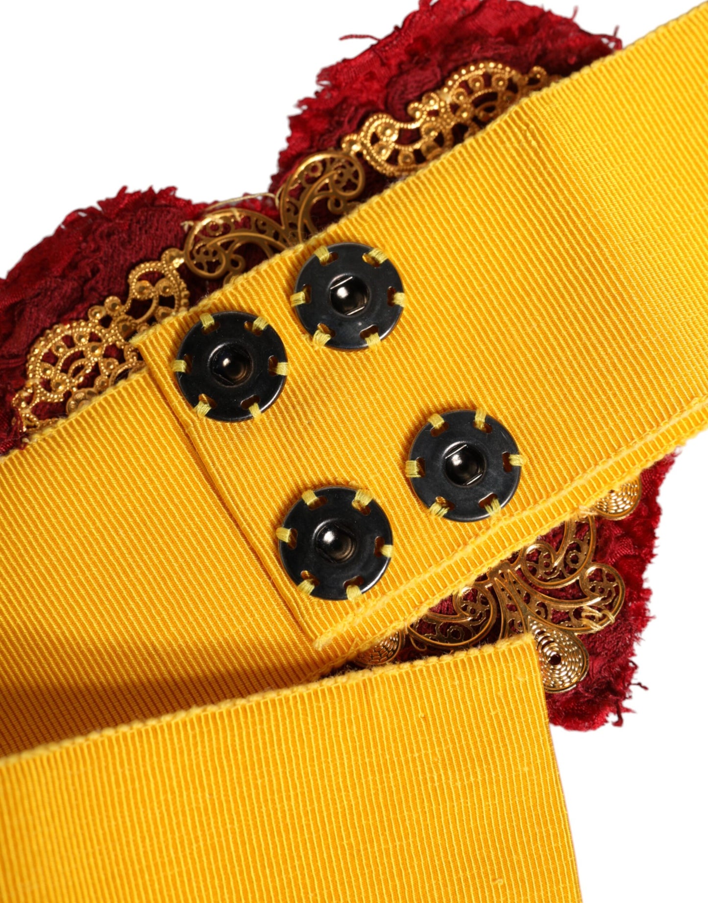 Dolce & Gabbana Gele Stretch Brede Taille Hart Versierde Riem