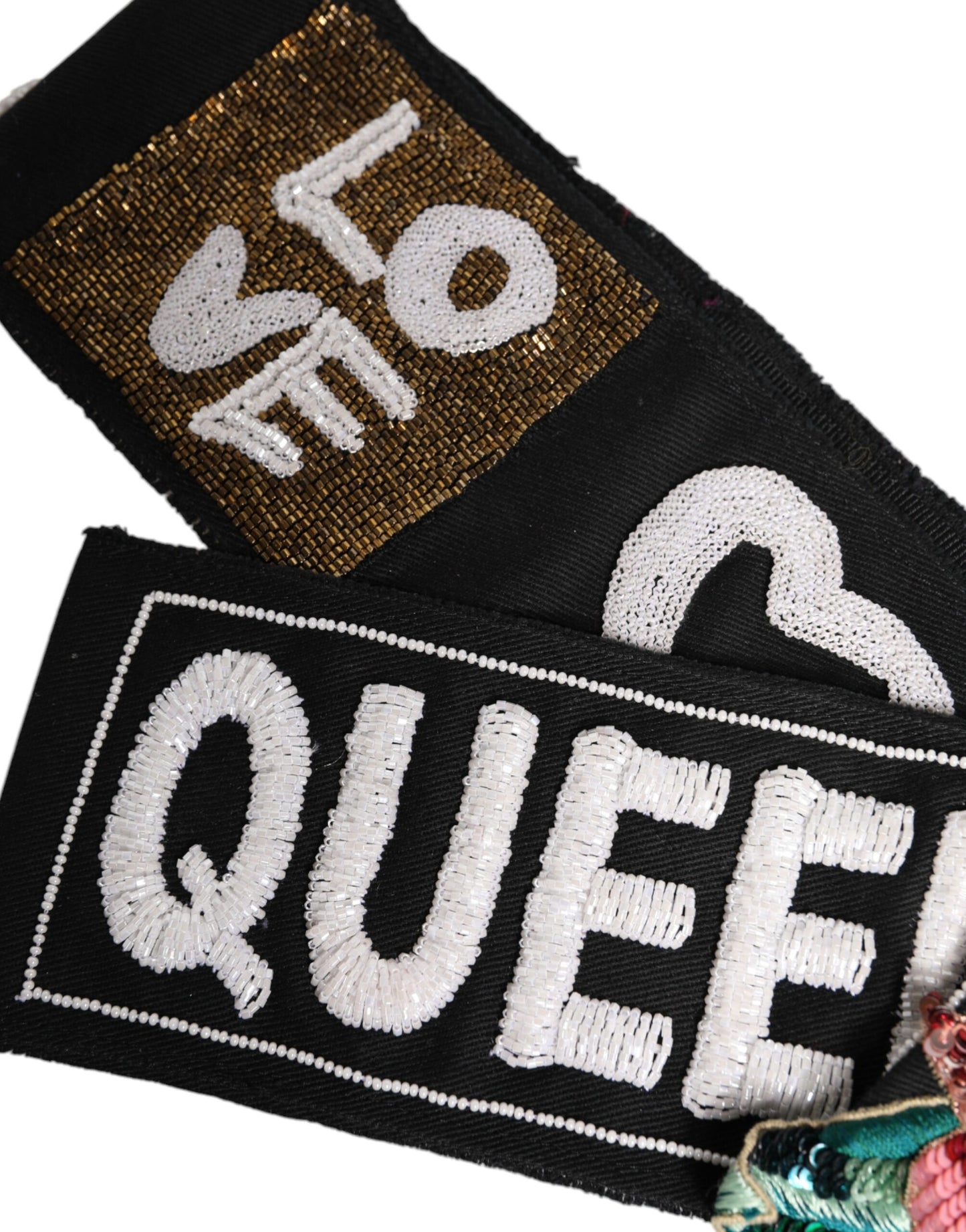 Dolce & Gabbana Zwarte Stretch Multicolor Versierde Tailleriem